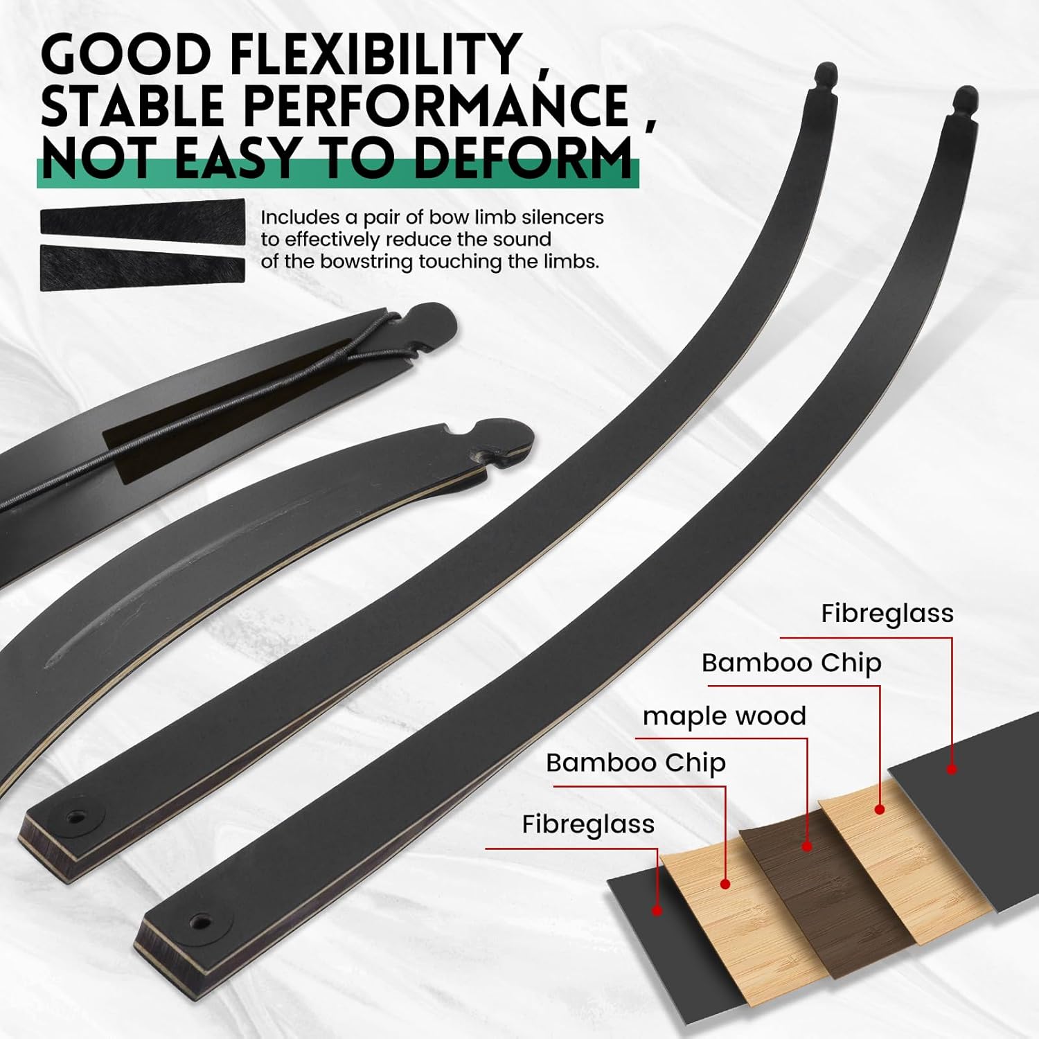 oubert 60 Inch 20-60 Lbs Recurve Bow Set Right Hand Archery Hunting Bow Wooden Riser Takedown Bow with Stringer Tool for Adults Outdoor Target Practice