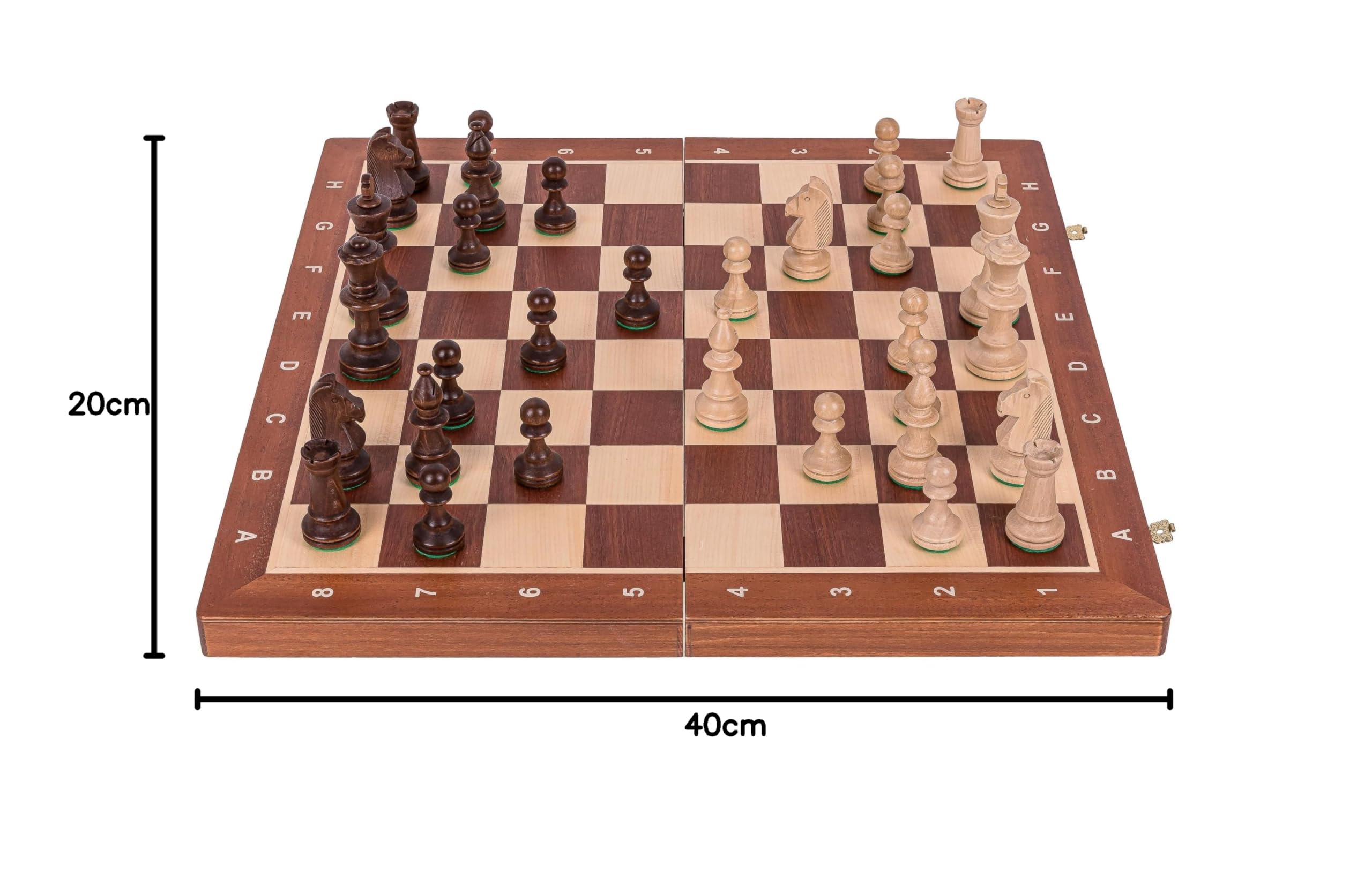SQUARE - Szachy drewniane Turniejowe Nr 5 MAHOŃ - Szachownica & Figury szachowe Stanuton 5