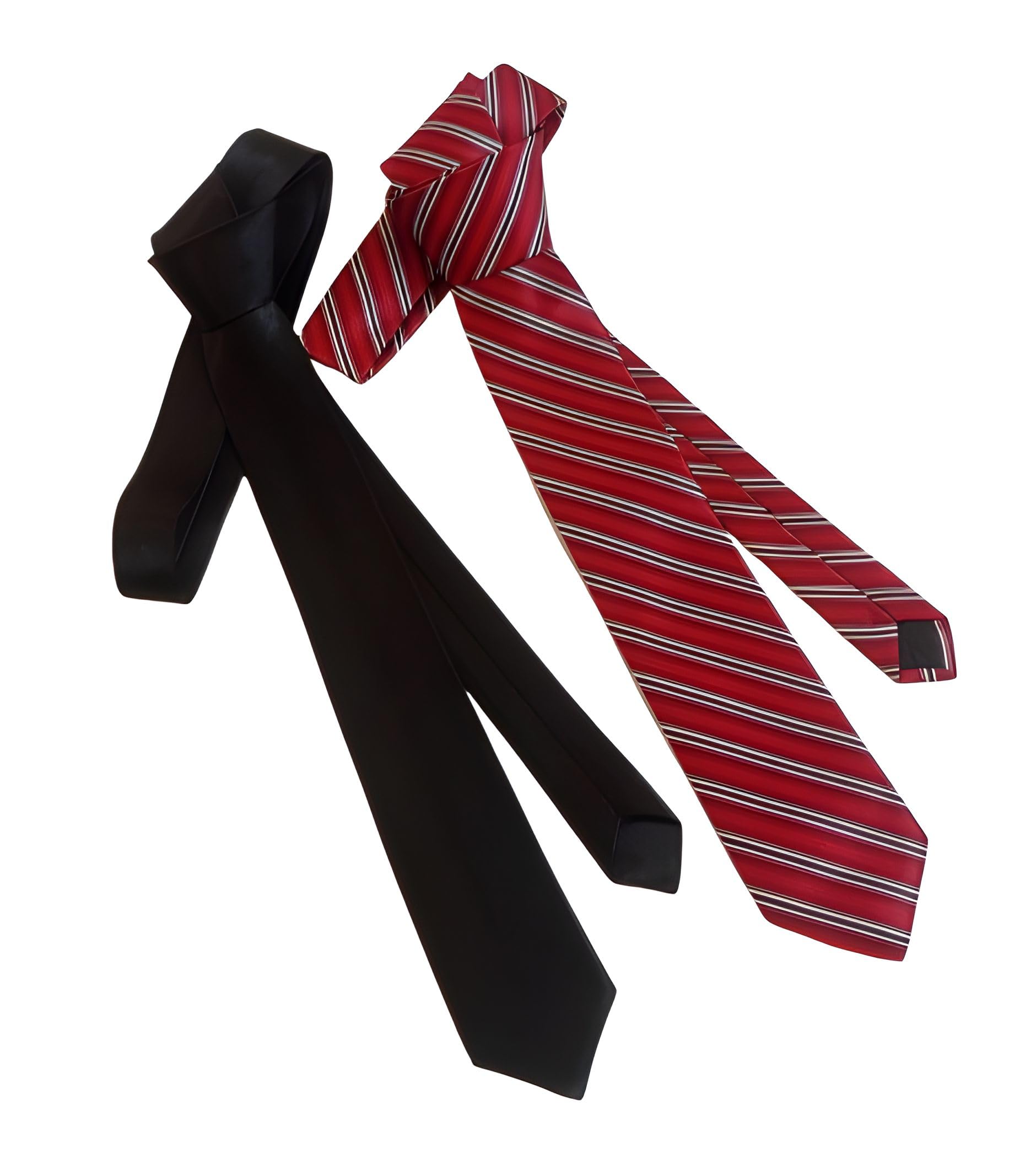 justin dustin Men's Neckties, Solid,Satin, Black and Red Striped Design, 2-Piece Set,Width-2.25 Inch-picture-38