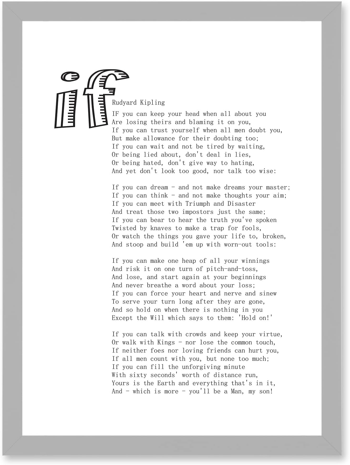 Quote Rudyard Kipling If Poetry Poem Artwork Framed A3 Wall Art Print