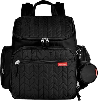 Bebamour Diaper Bag Backpack Large Capacity Diaper Backpack Travel Baby Bags with Changing Pad, Mesh Bag, Insulated Bag, Pacifier Case& Stroller Attachment, Diaper Backpack for Mom&Dad Black