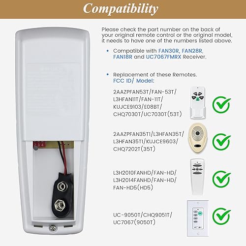 Miniatura 3 de Kit de control remoto universal para ventilador de techo con atenuador, repuesto para Hampton Bay, Hunter, Harbor Breeze, Fan-HD5 L3H2010FANHD