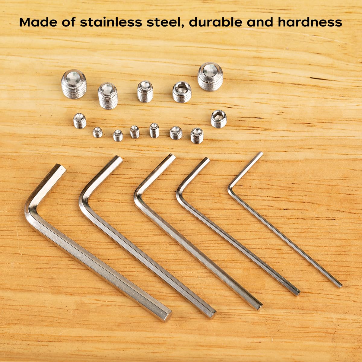 Set assortimento da 250 viti senza testa, grani con chiave a brugola, viti a testa esagonale per maniglie delle porte, rubinetto – M3/M4/M5/M6/M8