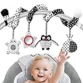 High Contrast Baby Toys - Black & White Hanging Toys for Car Seat, Stroller & Crib | Newborn Essentials 0-6 Months | Per