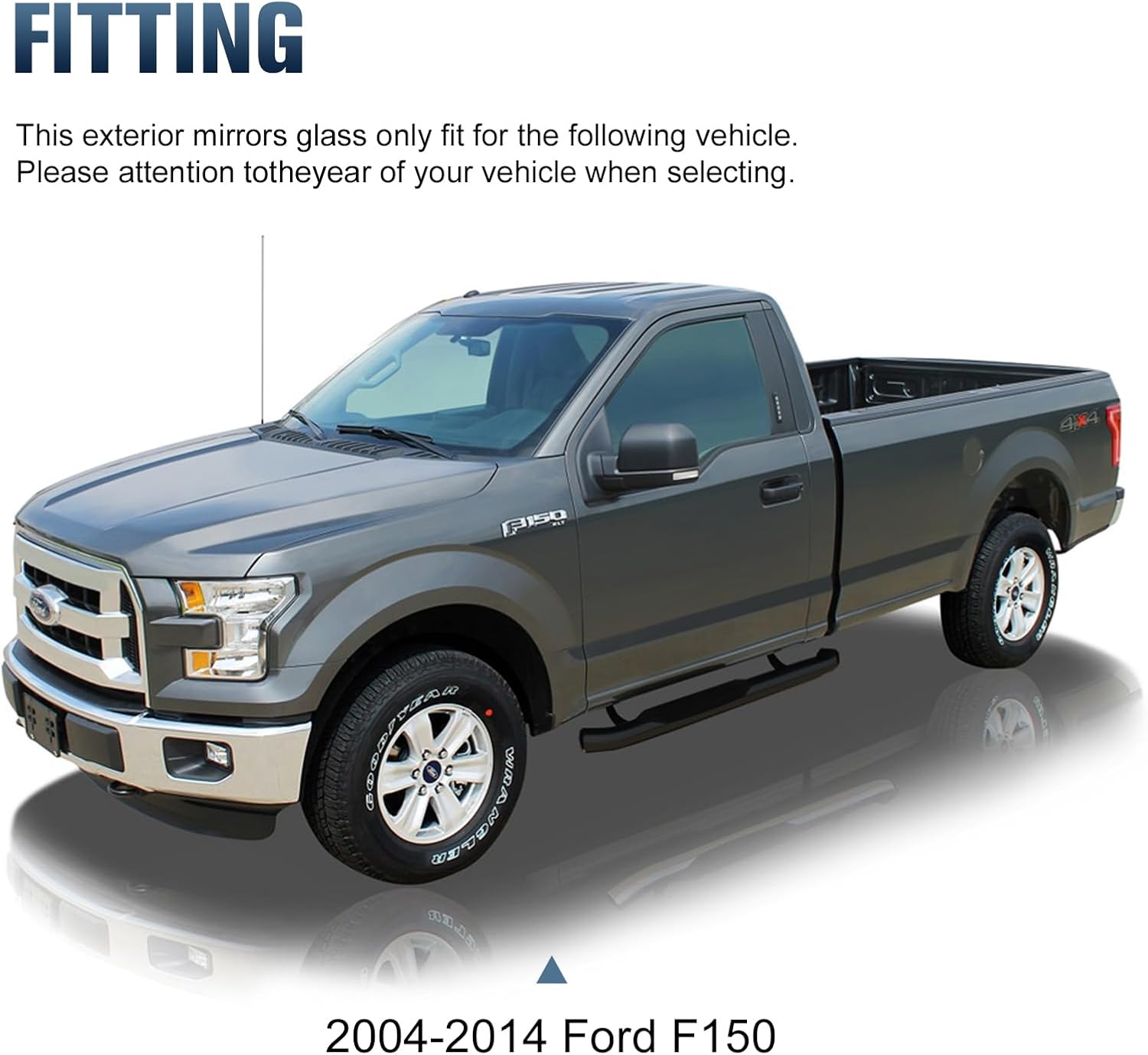 Left Driver & Right Passenger Side Mirror Glass Fit for Ford F150 2004-2014 Towing Heated W/Back Plate Replacement for 4L3Z-17K707-DB 4L3Z-17K707-DA W/Four Clips