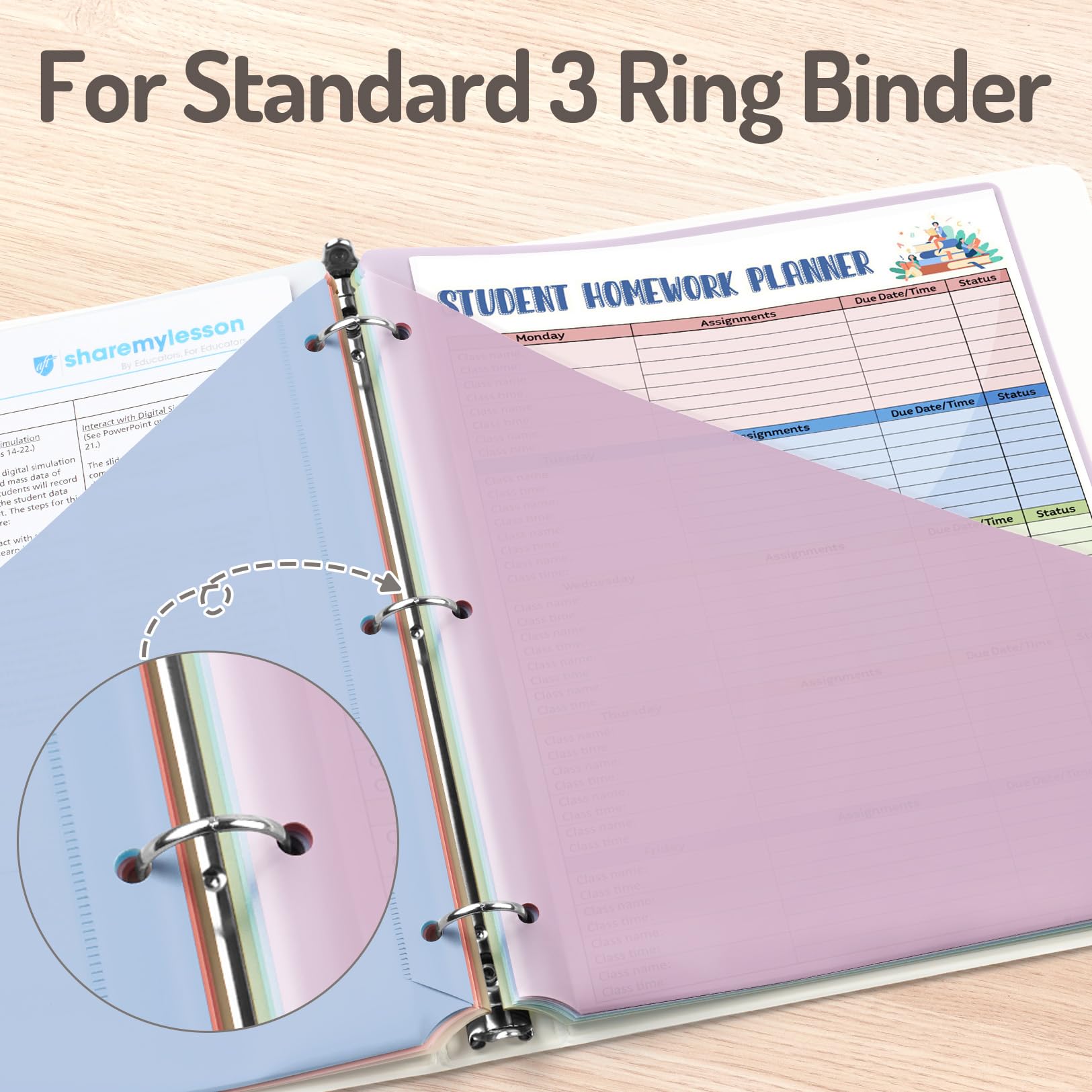 Forvencer Separadores para carpeta de 3 anillos, 3 juegos