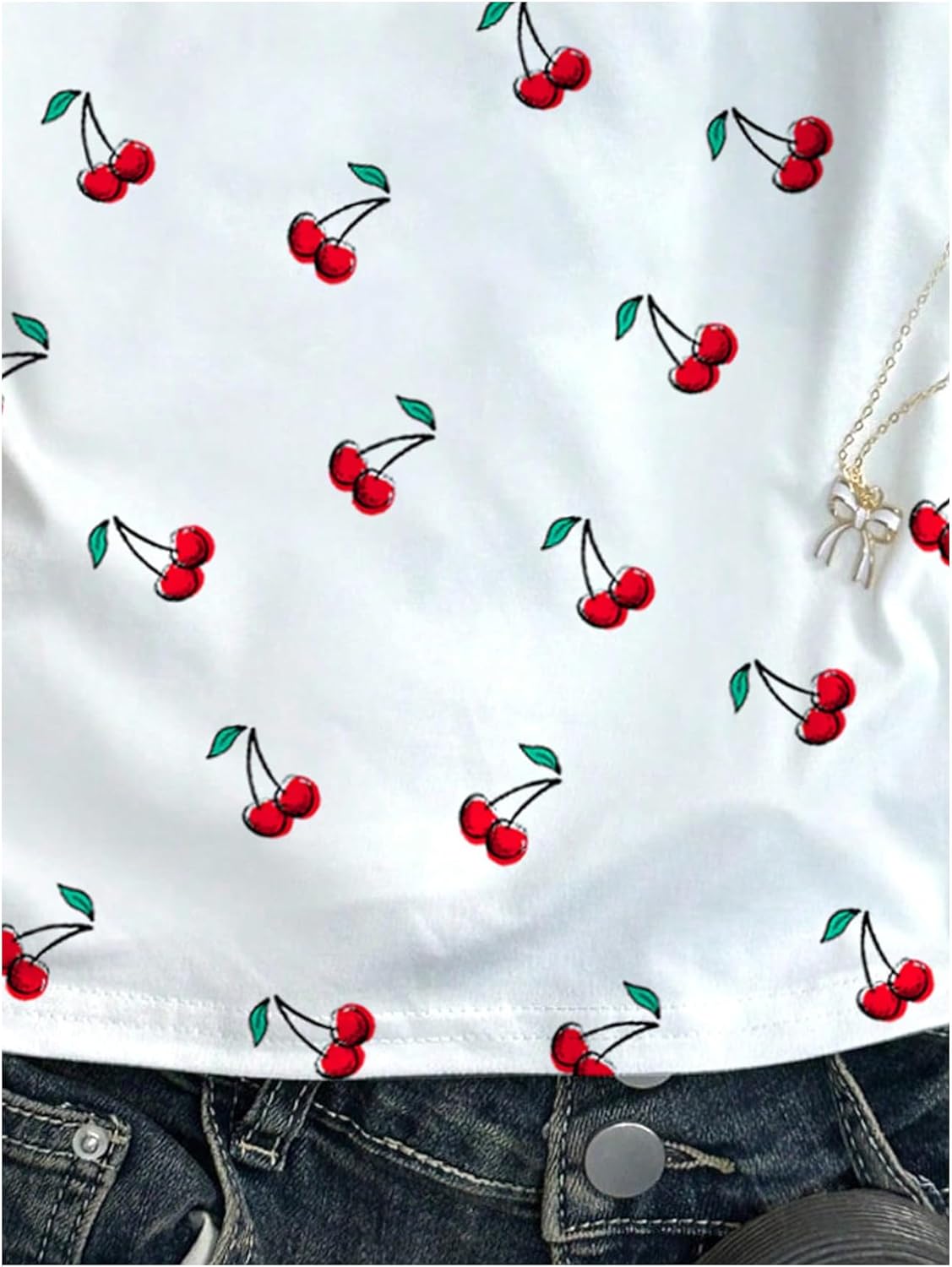 SweatyRocks Girl's Cherry Spaghetti Strap Camisole Cami Sleeveless Scoop Neck Cute Tank Top - Image 5