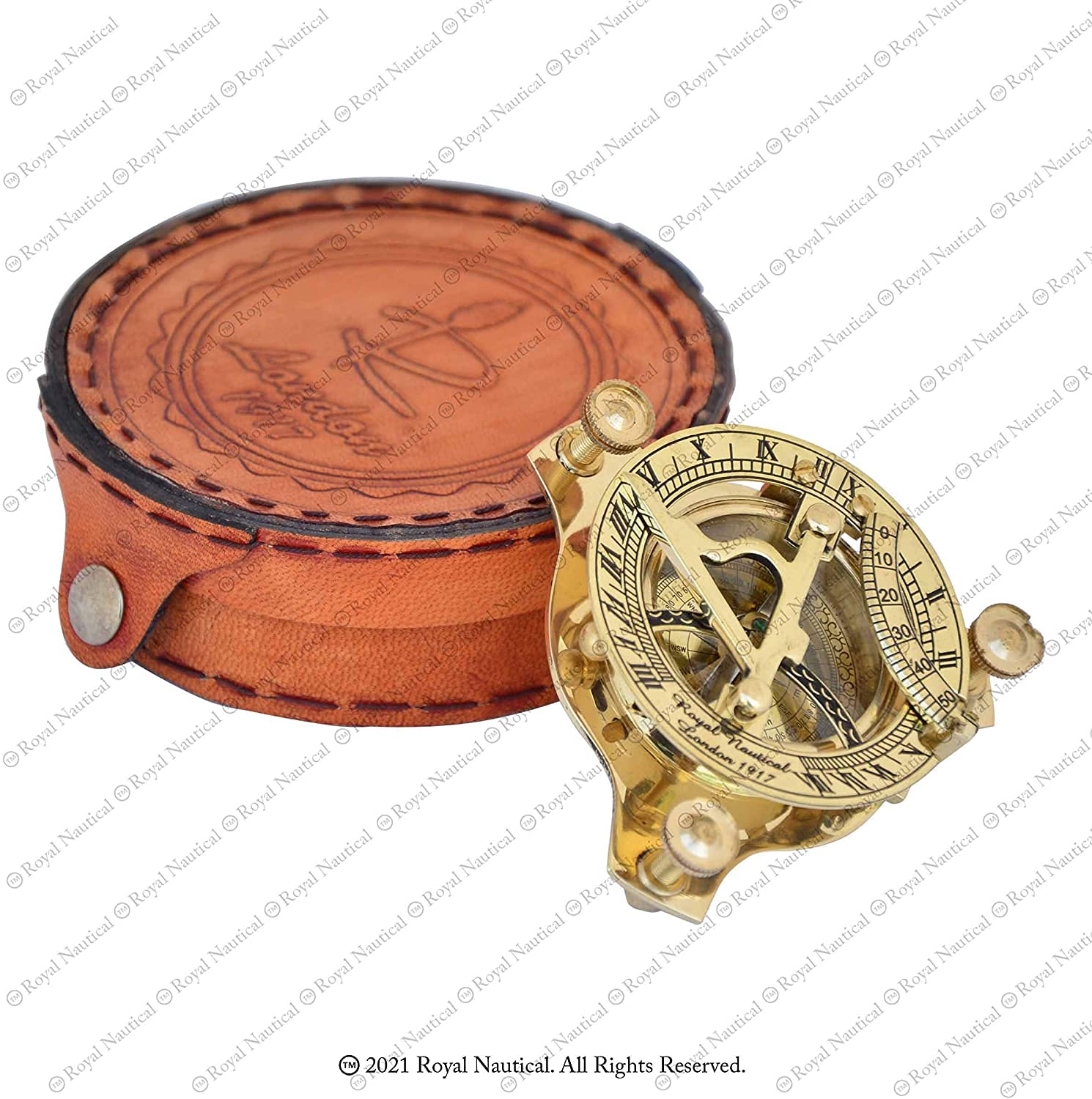 Boussole en laiton faite à la main, boussole de voyage, cadeau vintage pour randonnée, camping et voyage avec étui en cuir marron