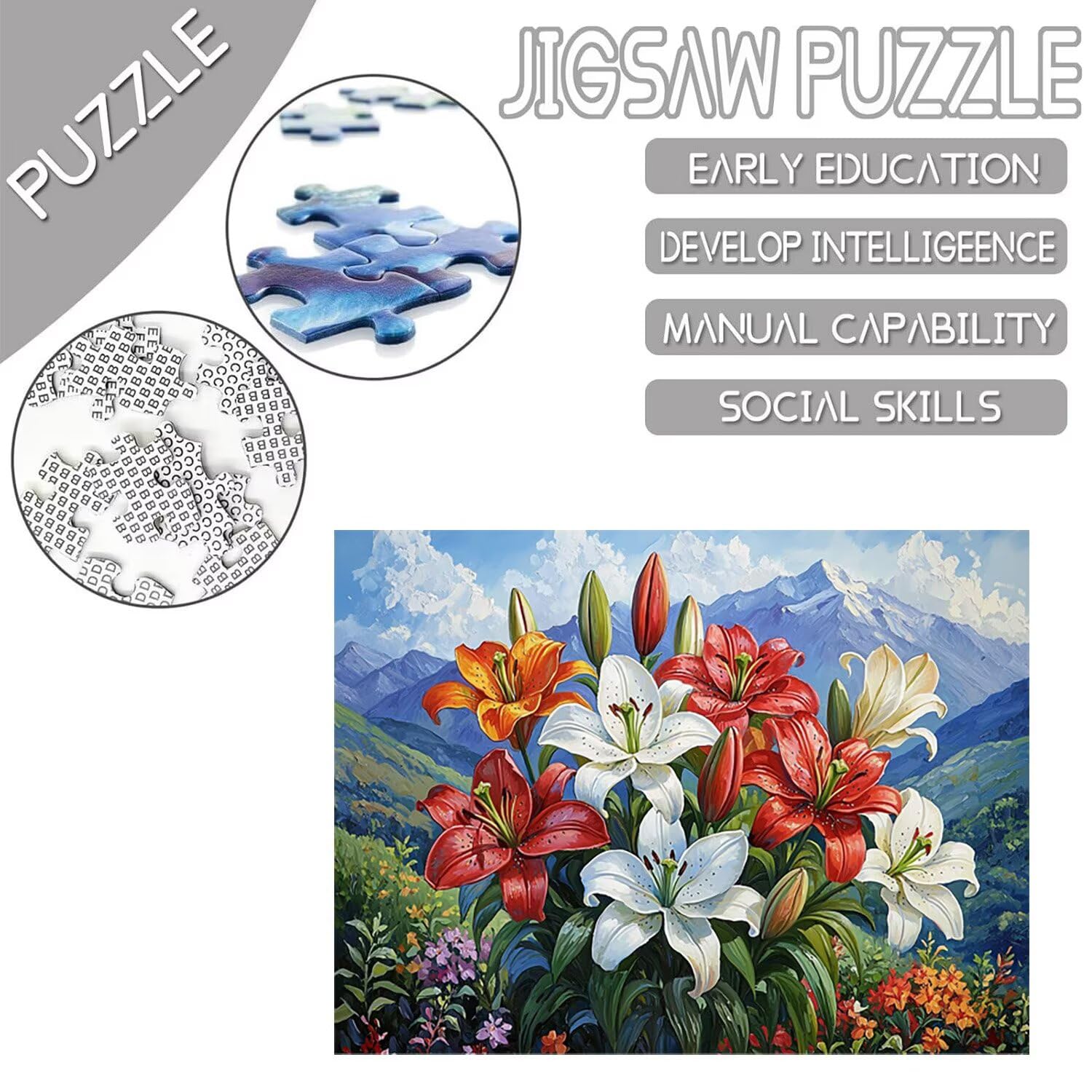 Puzzle dla dorosłych 5000 sztuk na bukiet lilii | Zabawa rodzinna i zajęcia grupowe dla nastolatków i | Prezent urodzinowy dla dzieci od 14 lat | Dekoracja domu i pomysł na prezent na relaks - 44
