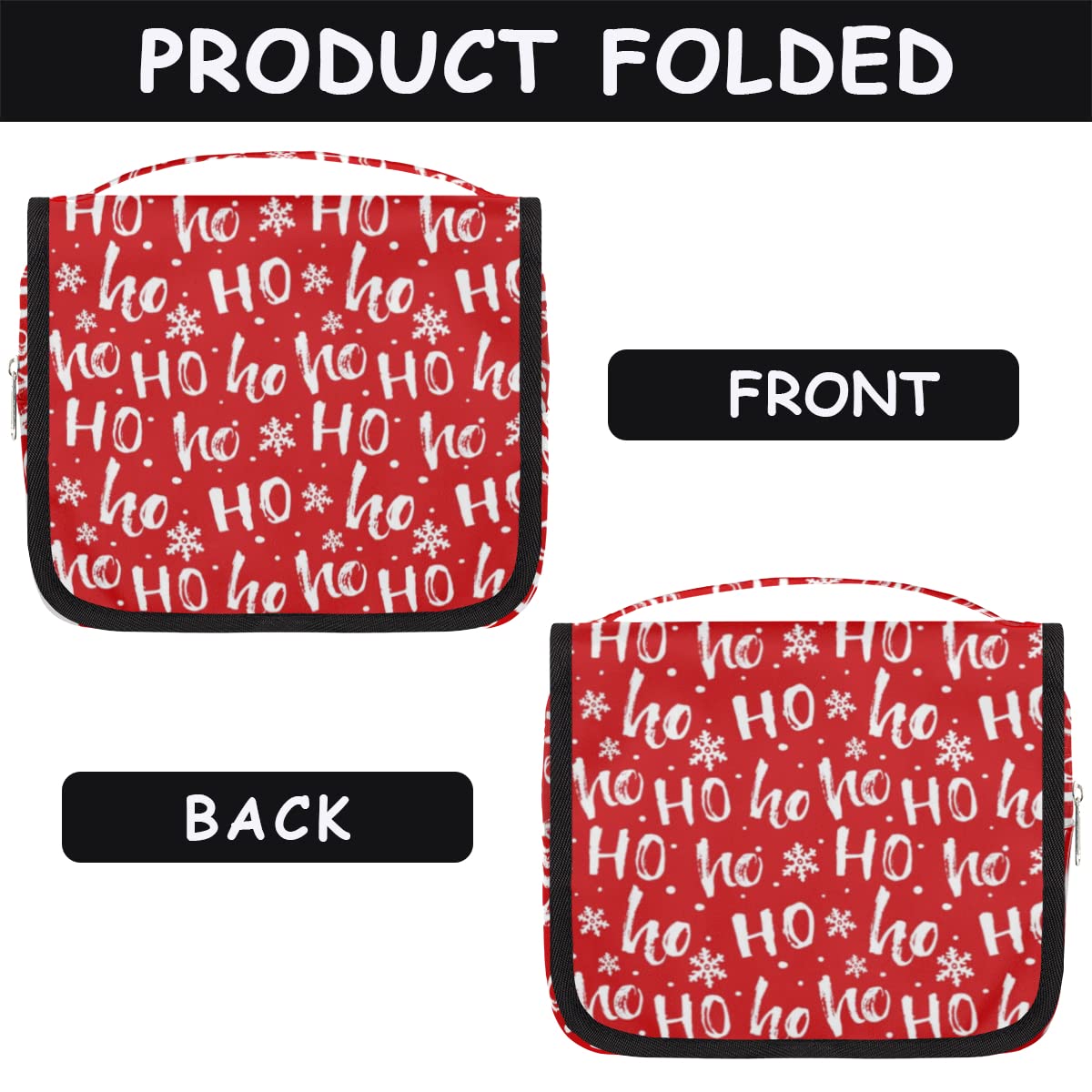 Świąteczna podróżna kosmetyczka Boże Narodzenie Ho List Wash Pouch Bag Unisex Wiszące przybory toaletowe Kosmetyczka Organizer do makijażu, wielobarwny, Jeden rozmiar