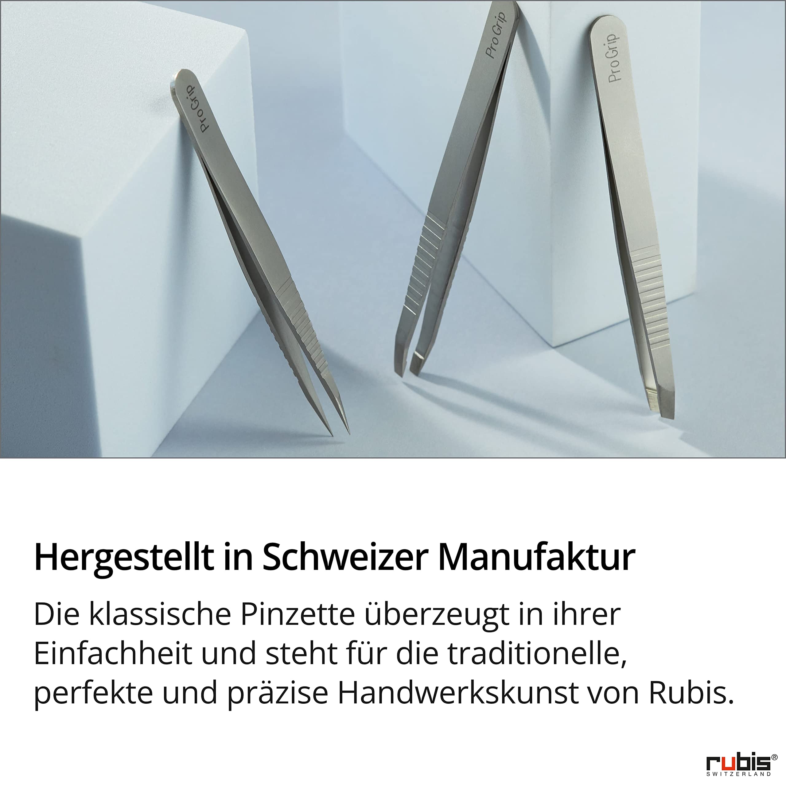 Rubis Splitterpinzette ProGrip - Spitze Pinzette mit geriffeltem Griff, rutschfest - für Splitter und eingewachsene Haare