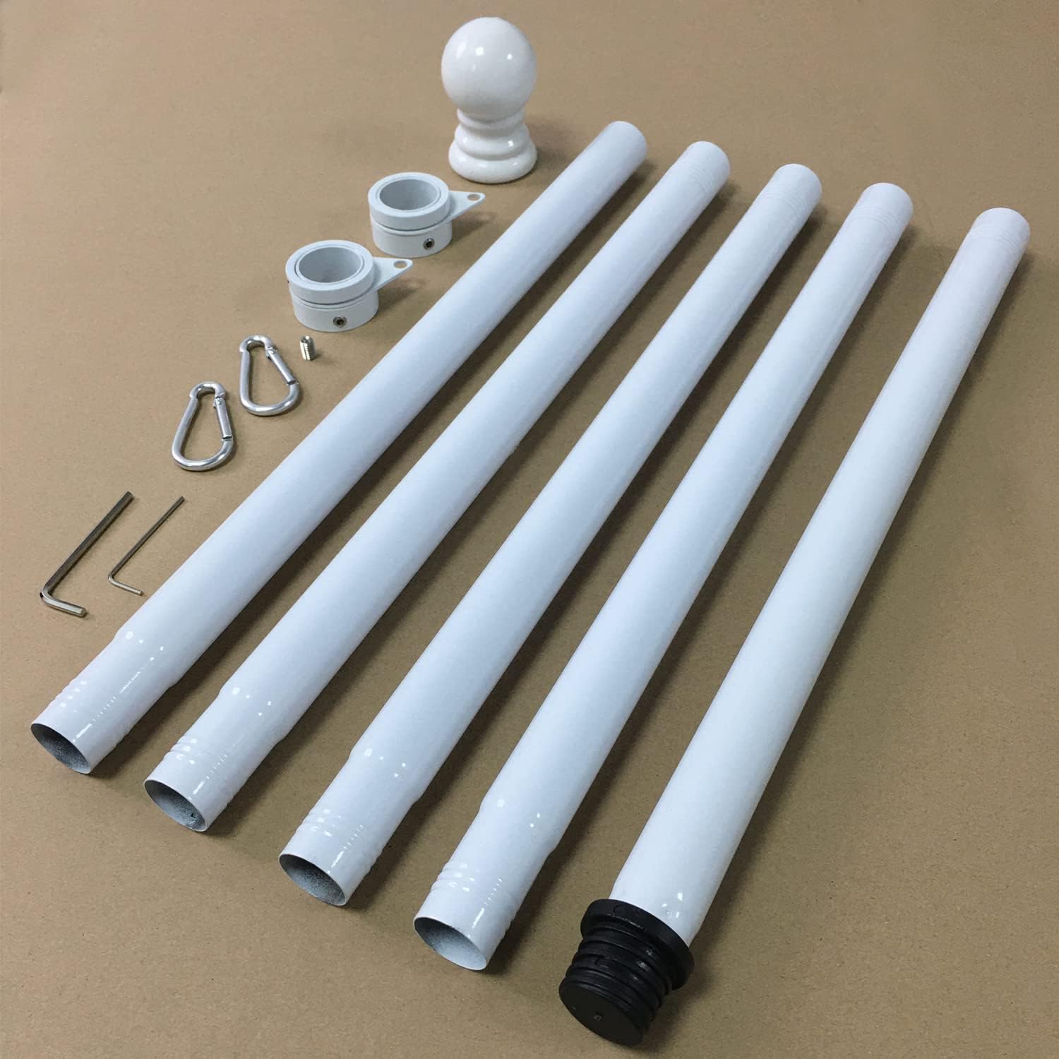 White Flag Pole Kit for Outside House, 6 FT Thickened Stainless Steel Wall Mount Flag Pole for 3x5'/ 4x6' American Flag, 1" Anti-Wrap Spinning Flagpole Rings Hardware Kits for Porch Yard - Image 9