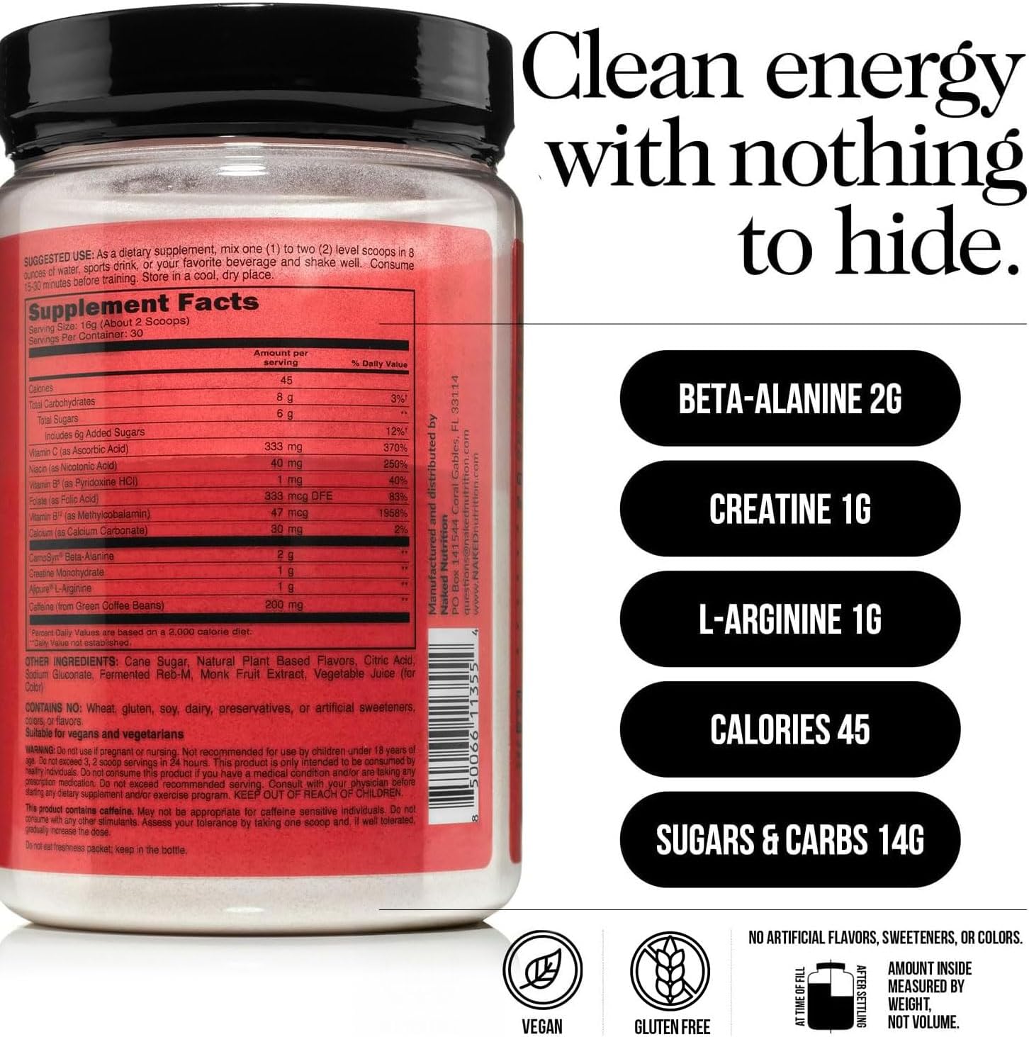 NAKED Cherry Lime Pre Workout & BCAA Bundle – Vegan Clean Energy (30 Servings) + 2:1:1 BCAA Powder (34 Servings) for Performance & Recovery