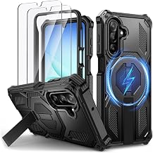 Lanhiem für Samsung Galaxy A17 5G/A16/A26 5G Hülle, Ständer, Armor, Schwarz | mit 2 X Schutzfolie, Magnetisch Schutzhülle für MagSafe, 16FT Militärischer Stoßfest Handyhülle für Samsung A17/A16/A26 Case