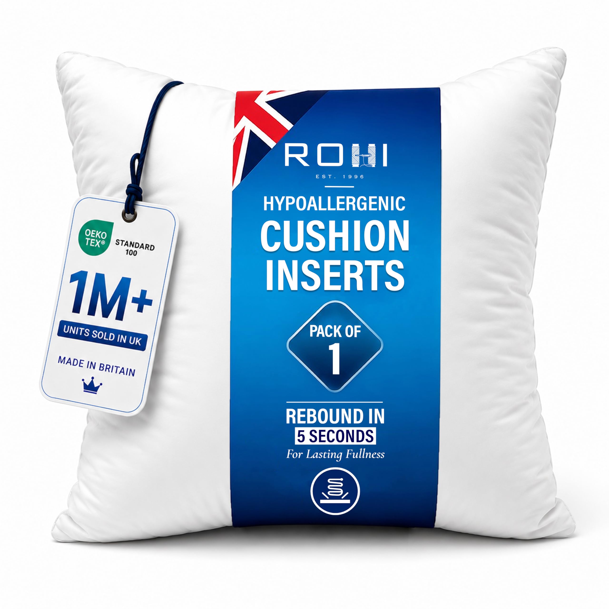 Rohi Hypoallergenic Cushion Inserts - Cushion Pillow Insert Square Decorative Pillow Stuffer for Sofa Couch Cushions (30x30 Cm)