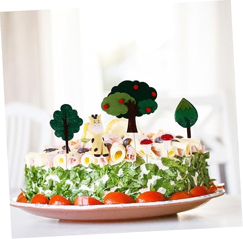 Miniatura 4 de 2 juegos de decoración de fieltro para tartas de bosque, decoración de cupcakes, decoración de pasteles, decoraciones verdes, decoración de animales