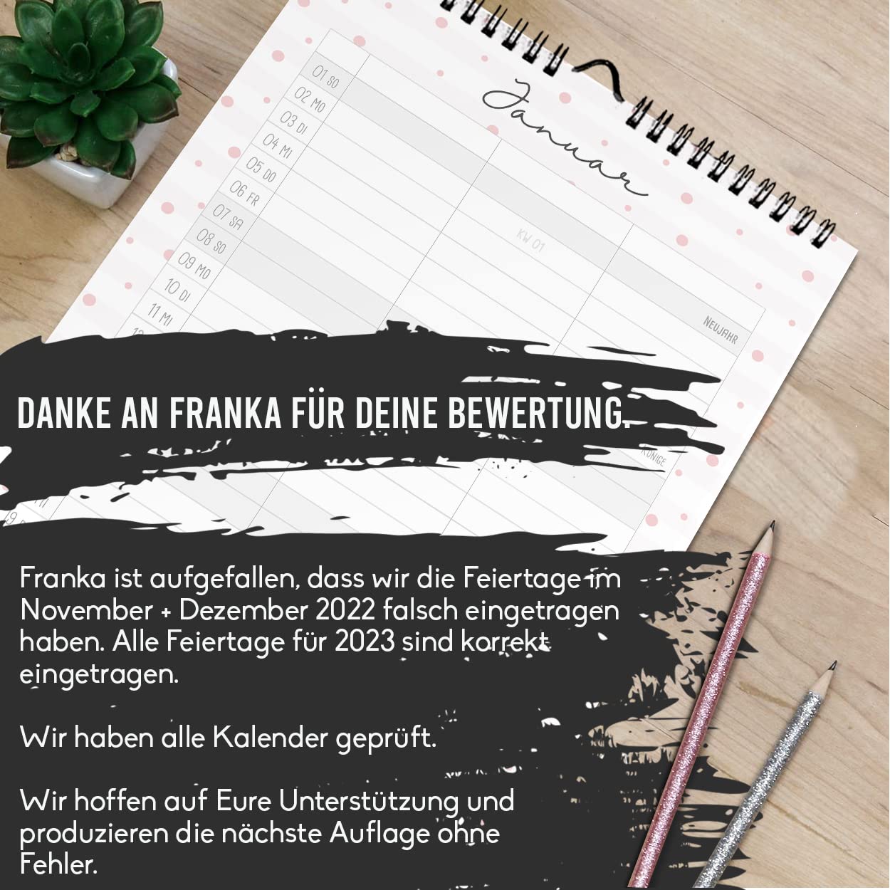 Grätz Verlag Planner per due 2023, foglia d'oro, pronto all'uso, incl. Nov & Dec I, con panoramica annuale e pianificazione delle vacanze, per coppie o piccole famiglie.