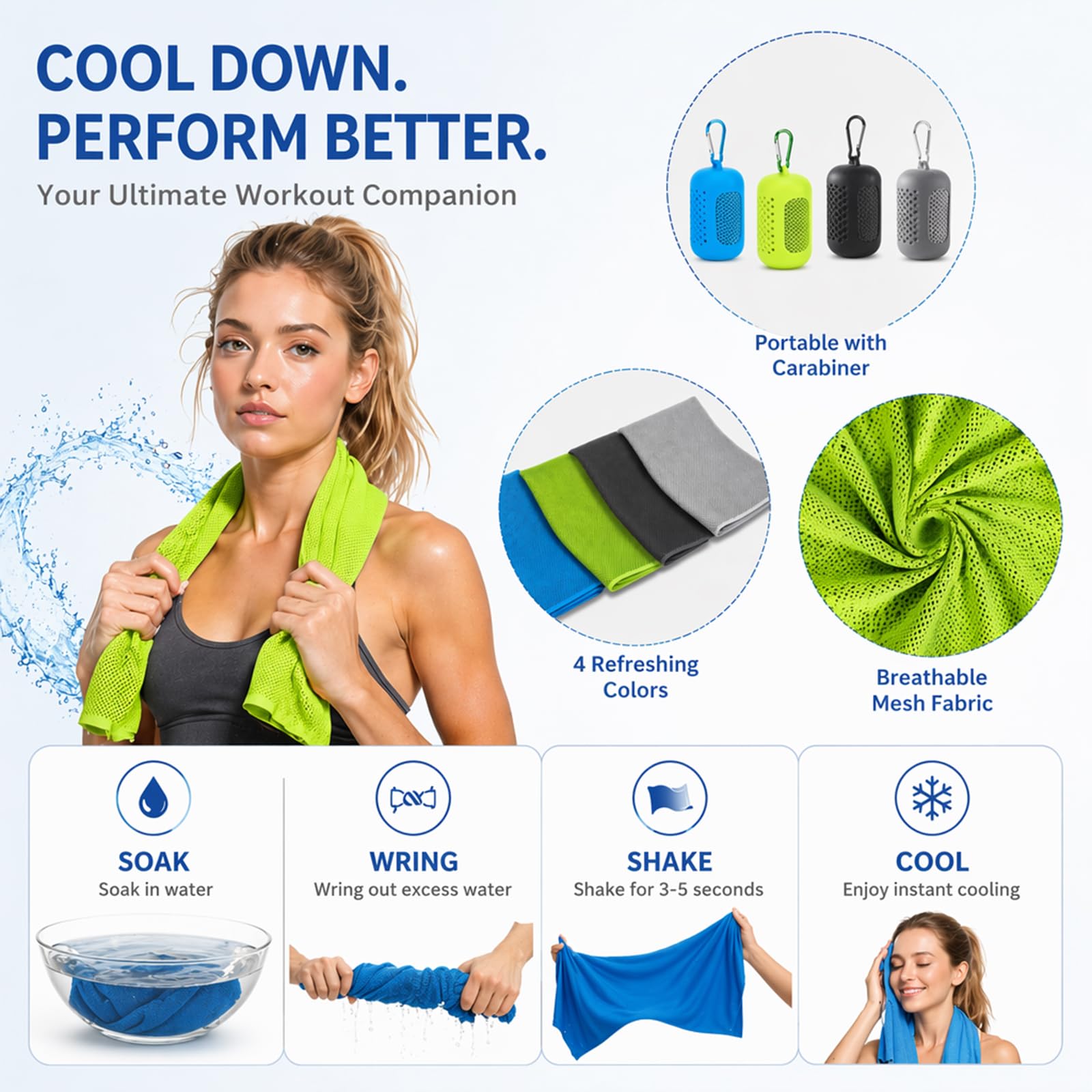 Asciugamano Rinfrescante 4 Pezzi,Cooling Towel in Microfibra ad Asciugatura Rapida,Asciugamano Sportivo Traspirante per Fitness Running Yoga Palestra,30 x 90 cm con Custodia in Silicone