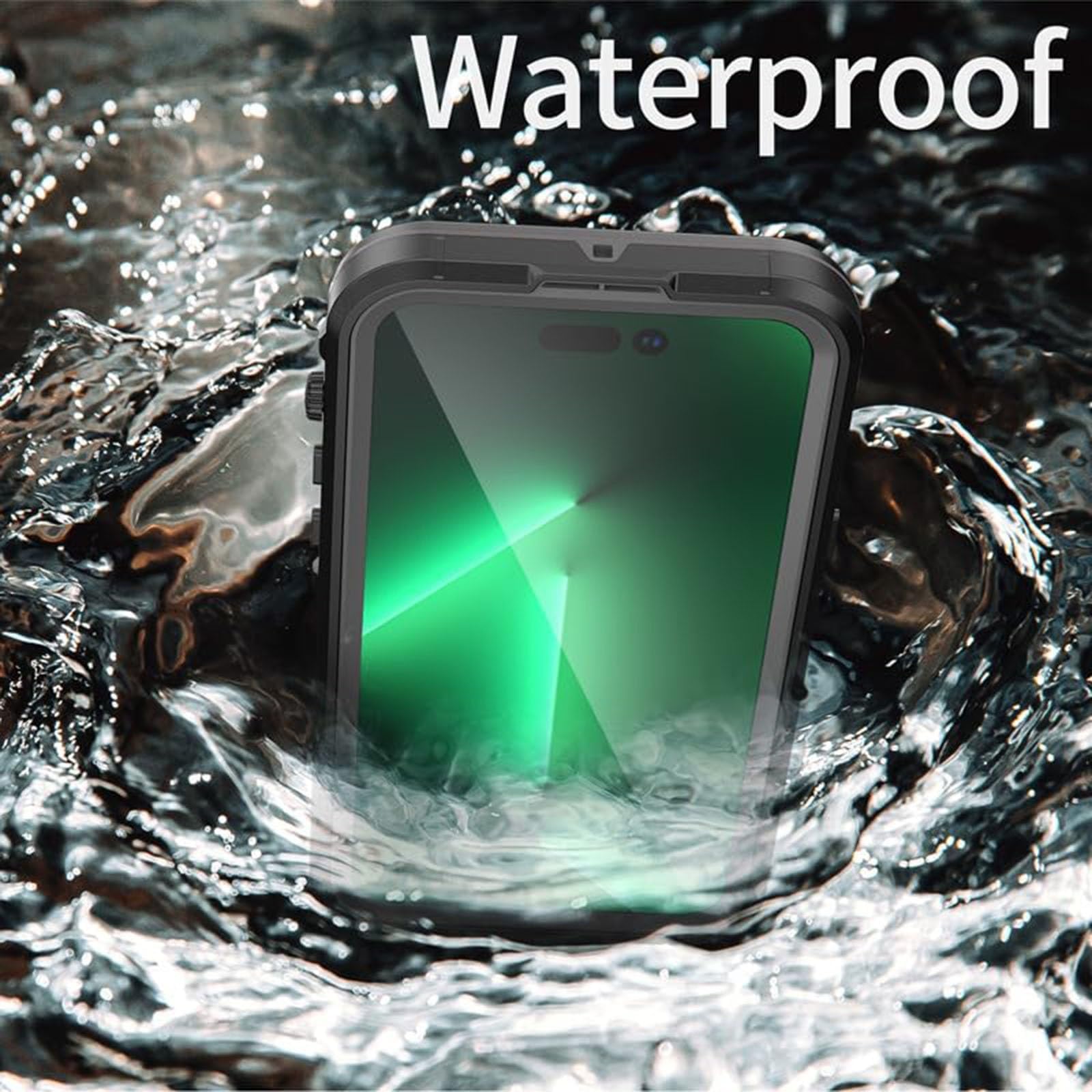 Custodia Impermeabile per iPhone 15Pro Max/15 Pro/15 Plus/15, Robusta Protezione Anticaduta di Grado Militare, Cover Antiscivolo con Supporti per la Protezione della Fotocamera, 15 PRO,Verd