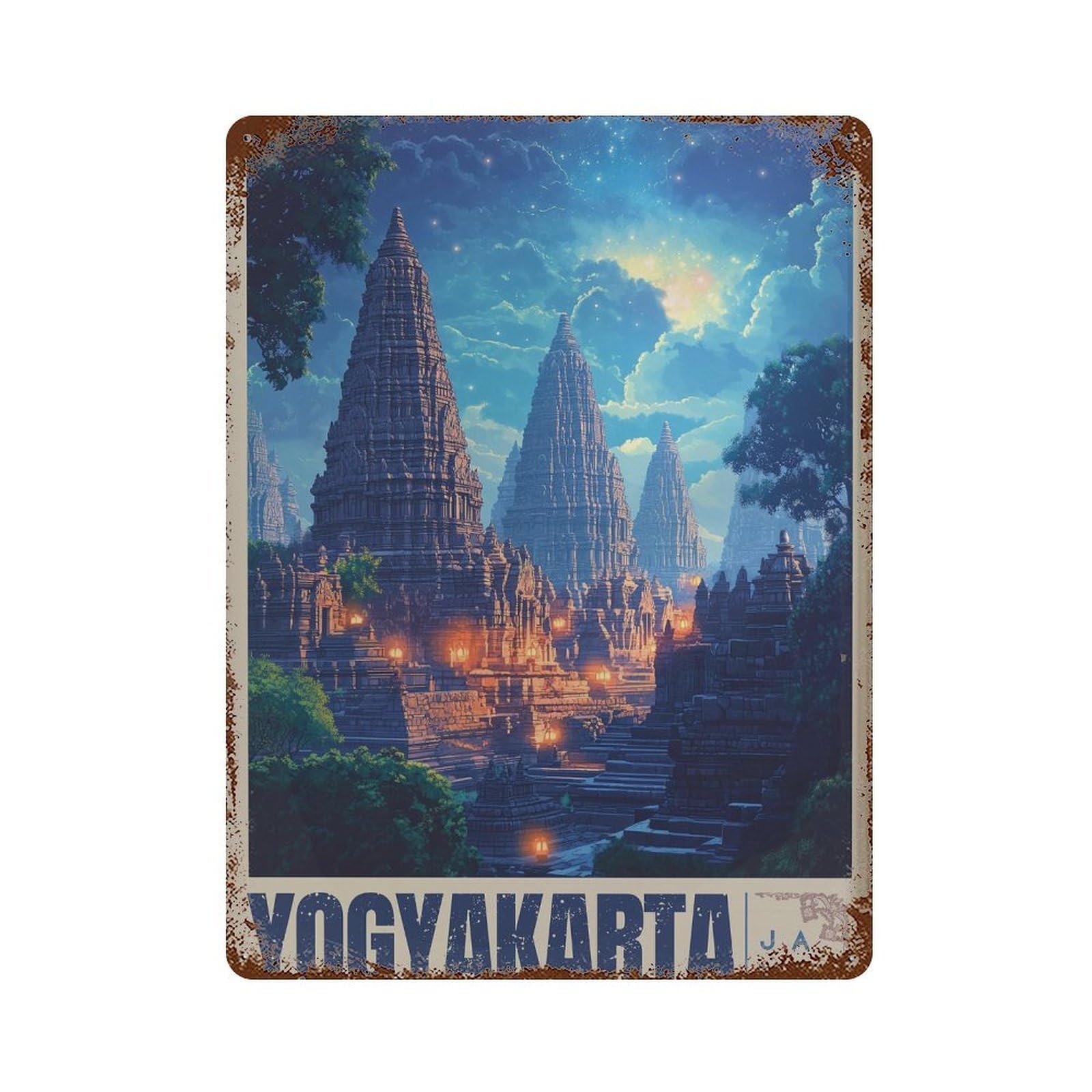 xiaoxiaoshen Yogyakarta Temple – Indonesia Travel Wall Decor Art Metal Tin Poster Modern Home Decor Art Home Bar Shop Decorations Vintage Sign 40x30cm