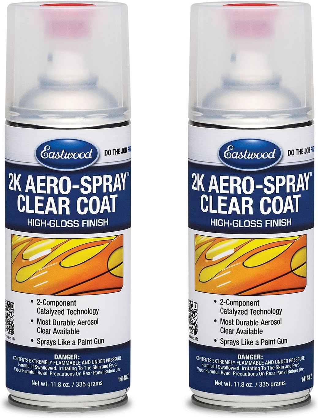 Eastwood 2k Aerosol Spray | Clear Coat Automotive Paint Aerosol Spray with Long-lasting and Durable Finish 11.8 Oz Can | Clear Coat | 2 Pack