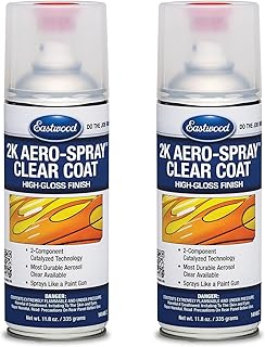 Eastwood 2k Aerosol Spray | Clear Coat Automotive Paint Aerosol Spray with Long-lasting and Durable Finish 11.8 Oz Can | Clear Coat | 2 Pack