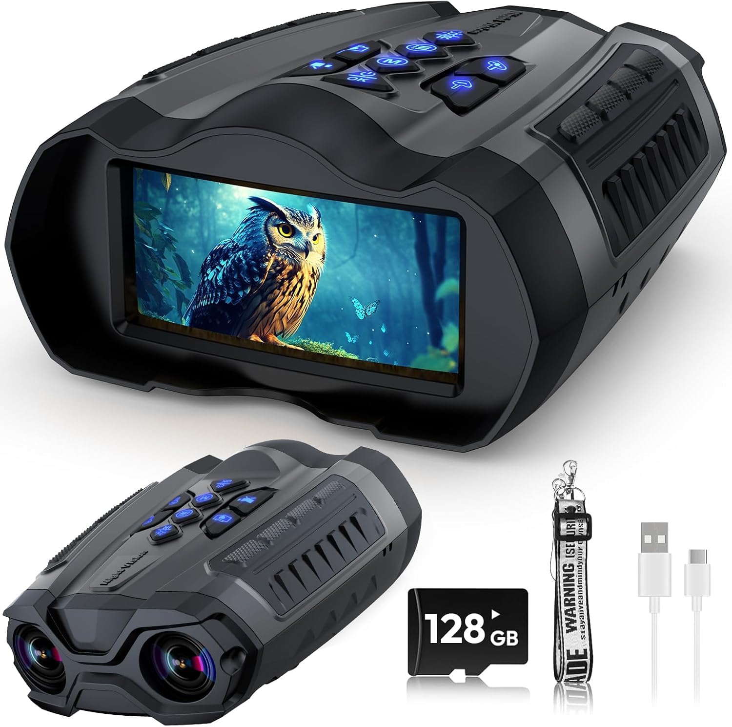 Night Vision Goggles, 4K Full-Color Night Vision Binoculars Fast Charging,128GB Card, 3.5" HD Screen and 1968FT Viewing Range for Camping Hunting & Security(Black)