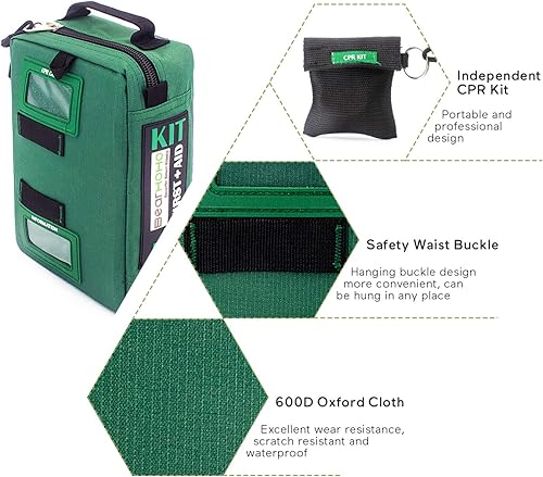 Miniatura 5 de Kit de primeros auxilios compacto de 255 piezas, kit médico de supervivencia de emergencia con compartimentos etiquetados para barco, coche,