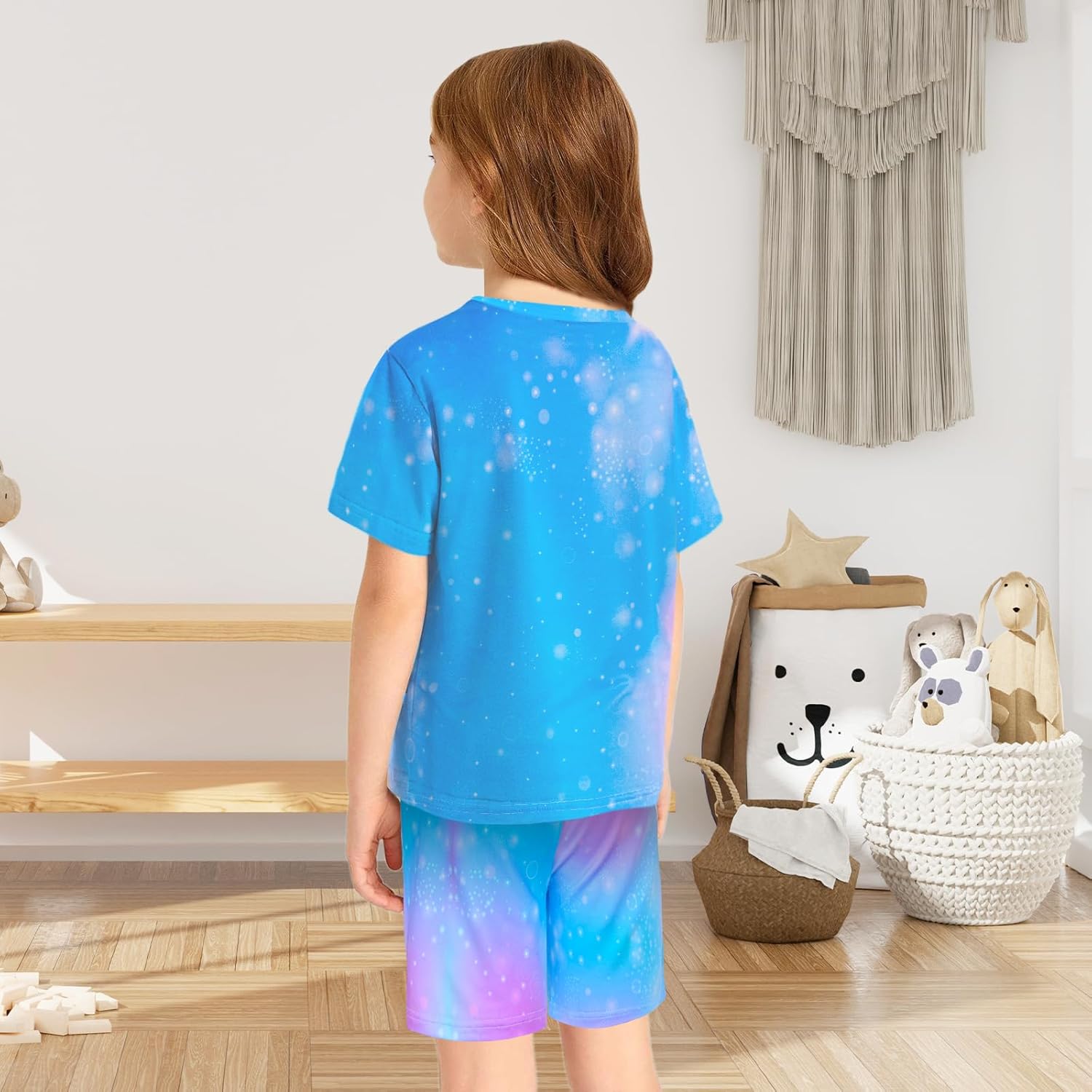 Nidoul Girls Pajamas Tie Dye Mermaid Unicorn Summer Pjs Short Sleeve 2 Piece Sleepwear Toddler Girls Kids Nightwear 3T-10 - Image 4