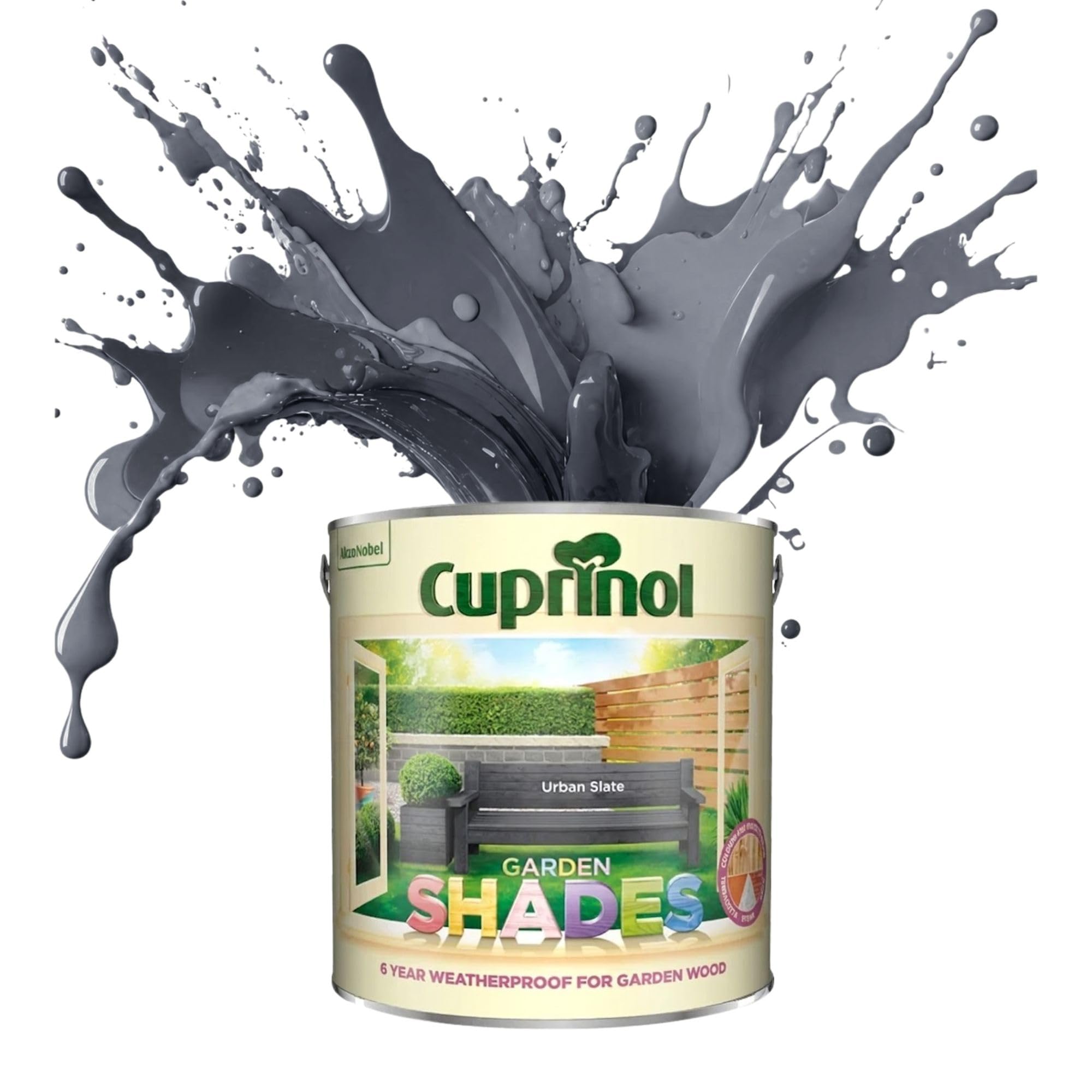 ARUUJ Garden Shades Urban Slate, 1 Liter Fence Paint, Outdoor Wood Paint for Sheds, Gardens Furniture, Trellis Fence & Exterior Wood, Water Based Matt Finish, Weather Resistant