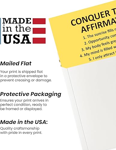 Miniatura 3 de Conquer the Day Affirmations- Motivational Quotes Wall Art, Modern Yellow Typography Inspirational Print Wall Decor Perfect for Home, Office,