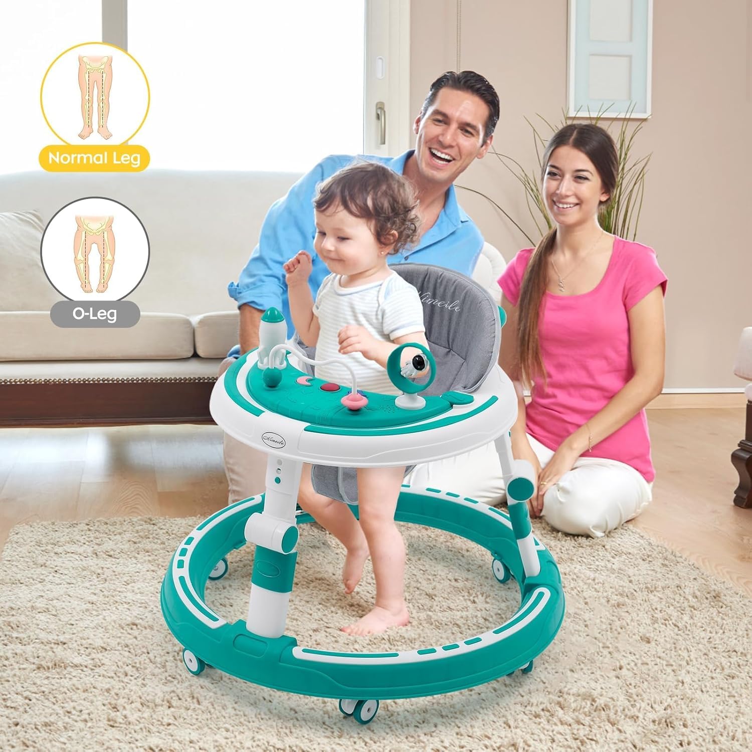 EULEUY 3 en 1 Andadera Para bebe Andador de Empuje Plegable con Centro de Actividades y Bandeja de Alimentación. Altura Ajustable, Ruedas Silenciosas de 360° Andador bebes 6-12 Meses (Verde) — view 8