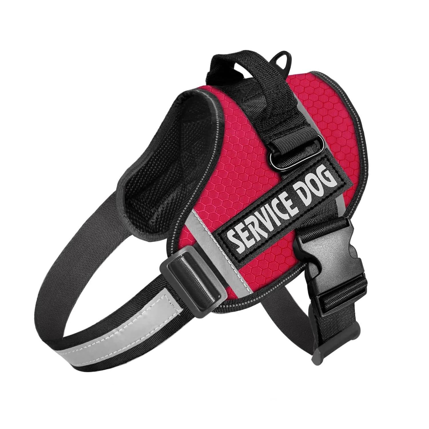 Xspring Dog Harness, No Pull Service Dog Harness with Handle, Adjustable Outdoor Pet Dog Vest, 3M Reflective Nylon Material Vest, Easy Control Front Clip Harness for Small Medium Large Dogs
