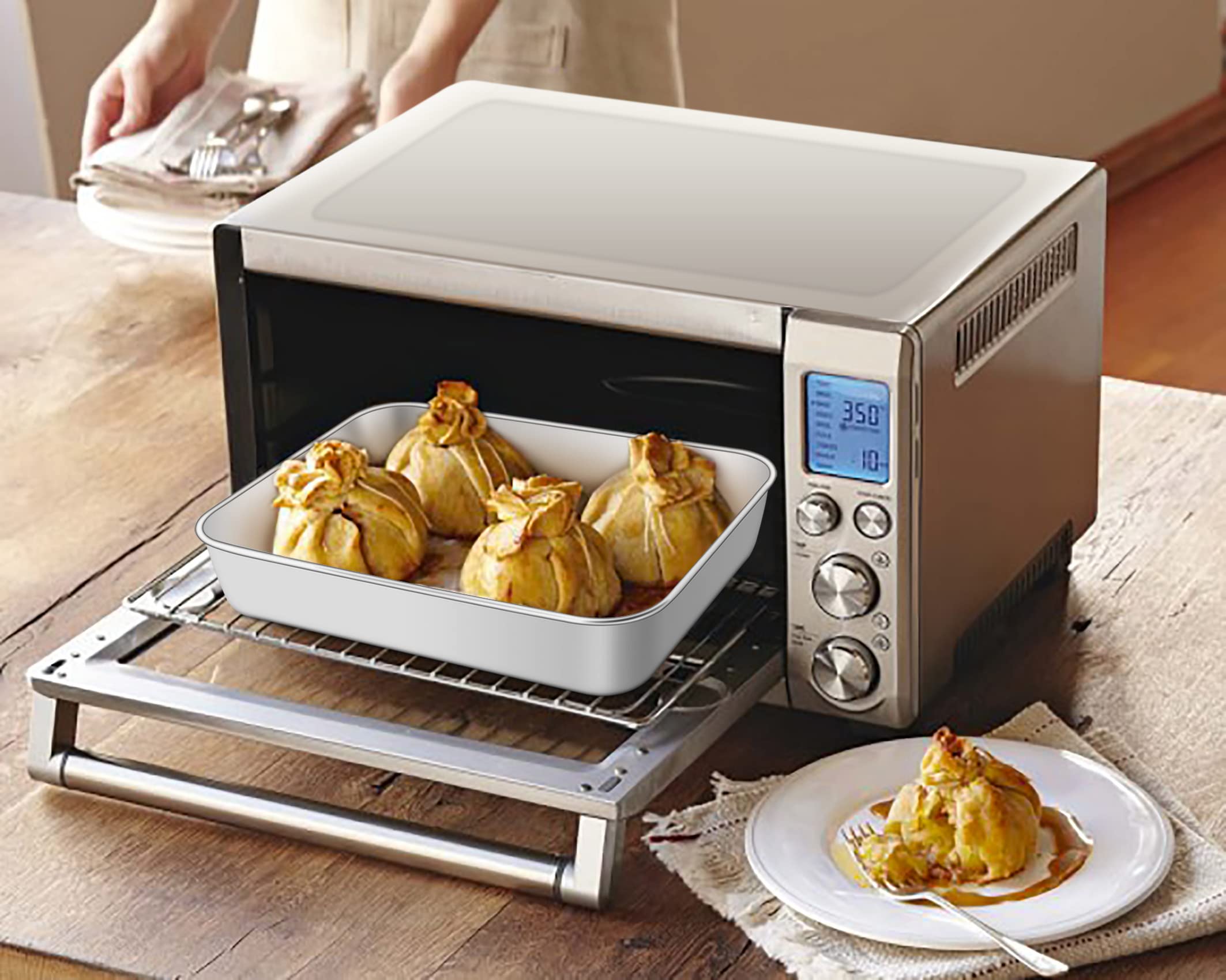 Teglia da forno Onader, 23,8 x 18 x 5 cm, in acciaio inox, rettangolare, piccola teglia da forno, per lasagne, atossica e sana, facile da pulire e lavabile in lavastoviglie