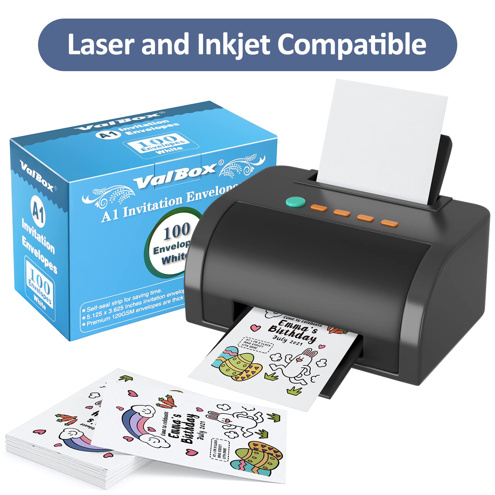 ValBox 100 Stück Einladungsumschläge selbstklebend weiß Kraftpapier Umschläge für Karten, Fotos, Einladungen, Hochzeiten, Babypartys, Geburtstage, Ankündigungen, RSVP A1 (3.5 x 5 Inches) weiß