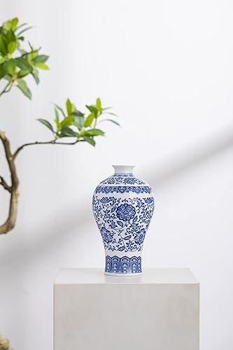 Miniatura 9 de Jarrón azul y blanco, jarrones azules para decoración del hogar, florero chinoiserie, porcelana azul y blanca, jarrón de cerámica para el hogar,