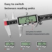 Vista 6 de Herramienta de medición de pinza digital de 6 pulgadas con pantalla LCD extra grande DCXD6-SS-54, micrómetro digital de pinza Vernier IP54, mide