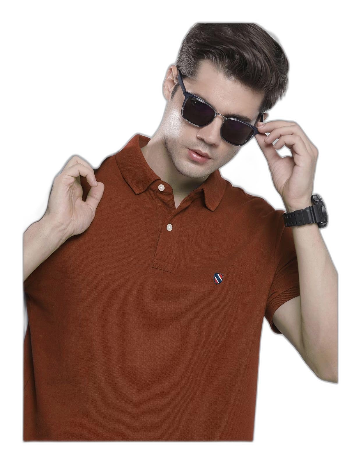 Merriment Solid Men Polo Neck Brown T-Shirt (ND1002-Rust_L)_PT-picture-36