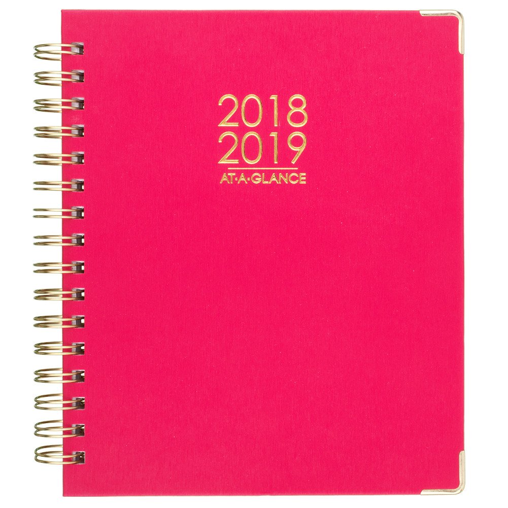 AT-A-GLANCE 2018-2019 Akademischer Jahresplaner Wochen- und Monatsplaner, Medium, 6-7/8 x 8-3/4, Hardcover, geprägtes Kunstleder, Harmonie, Rosa (6099-805A-27)