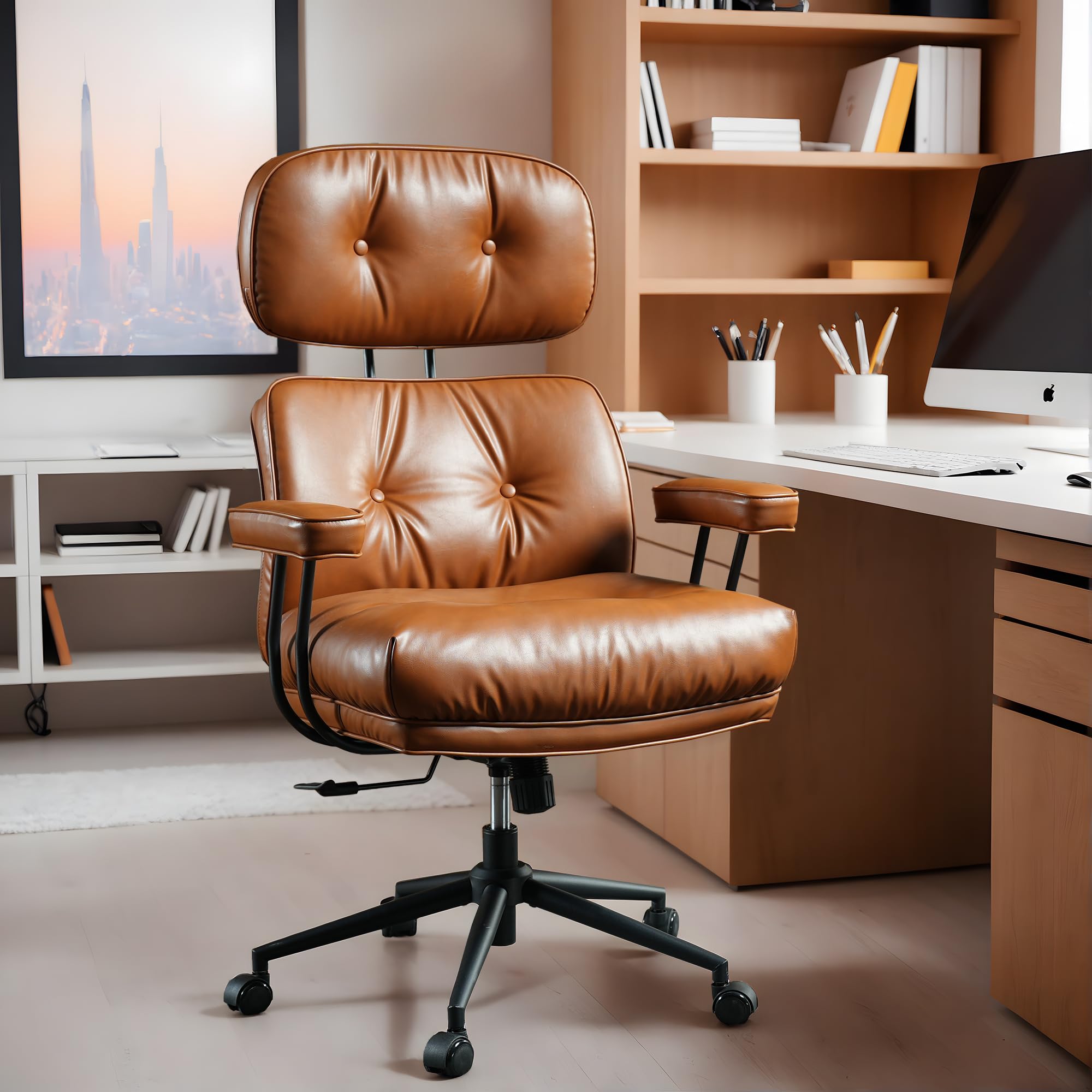 Weaxty light brown deep seat executive office chair