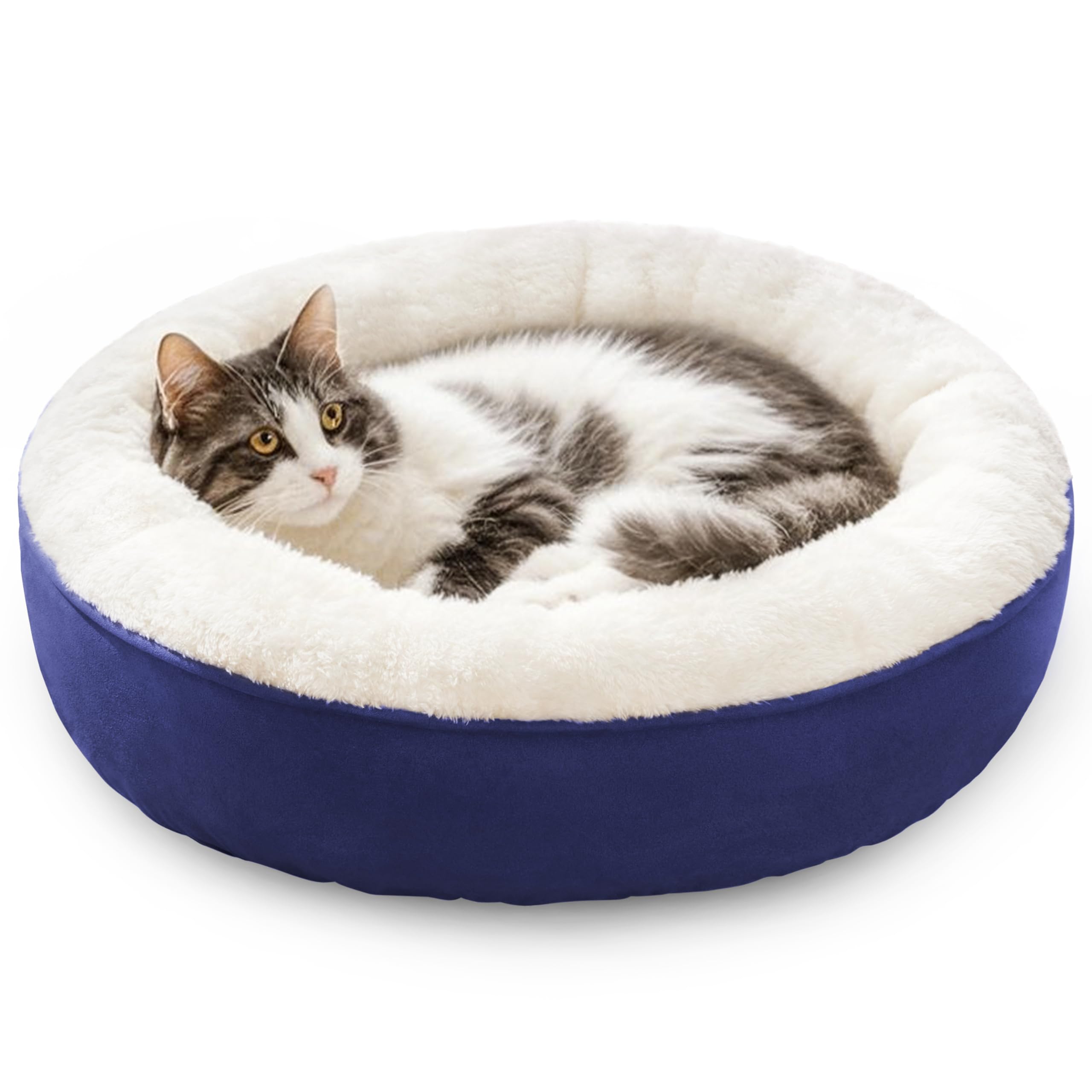 Love's cabin Round Donut Cat and Dog Cushion Bed, 20in Pet Bed for Cats or Small Dogs, Anti-Slip & Water-Resistant Bottom, Super Soft Durable Fabric