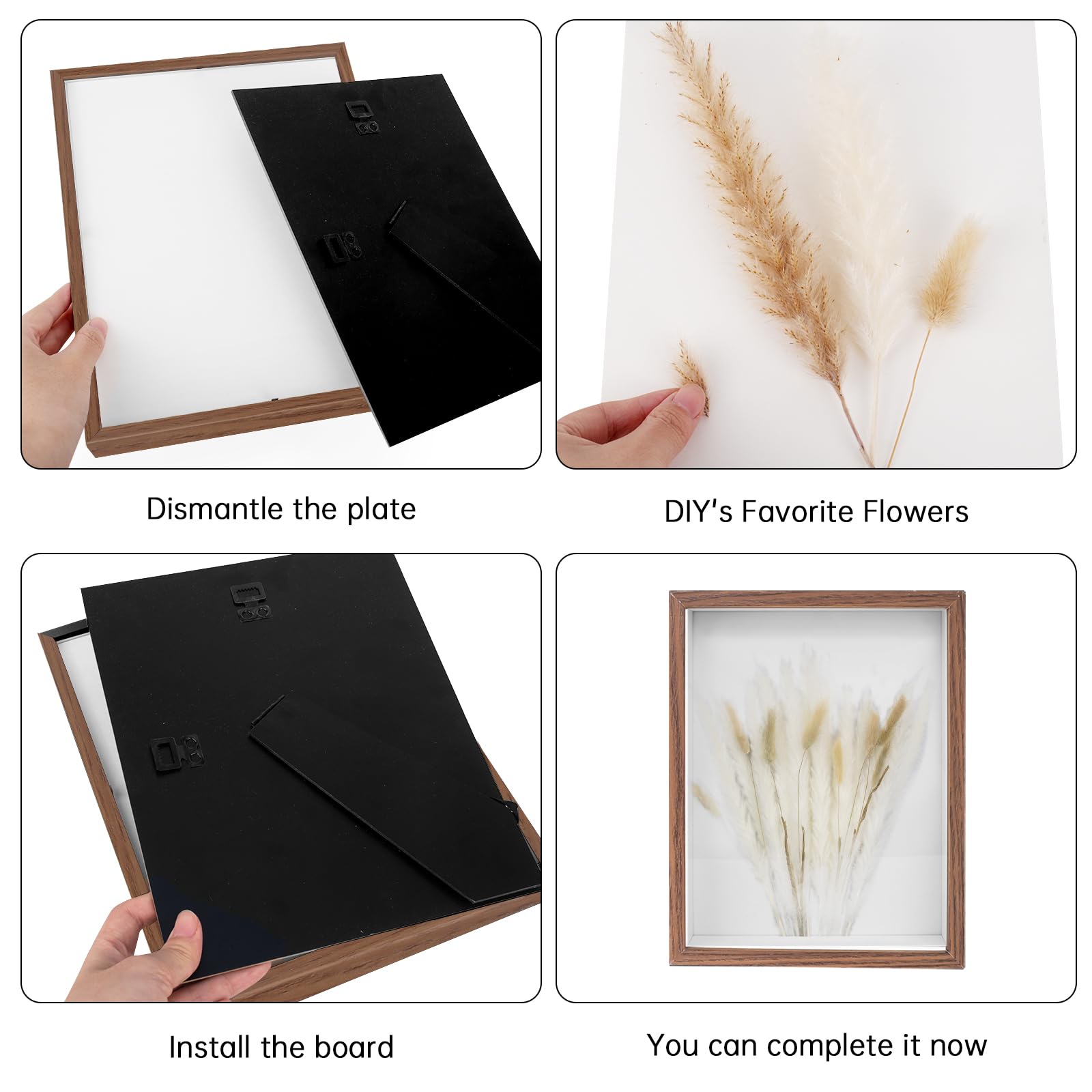 Cornice 3D Porta Ricordi In Legno - 27x22 Cm Con Vetro - Per Foto, Fiori Secchi E Oggetti Speciali - Foto 11