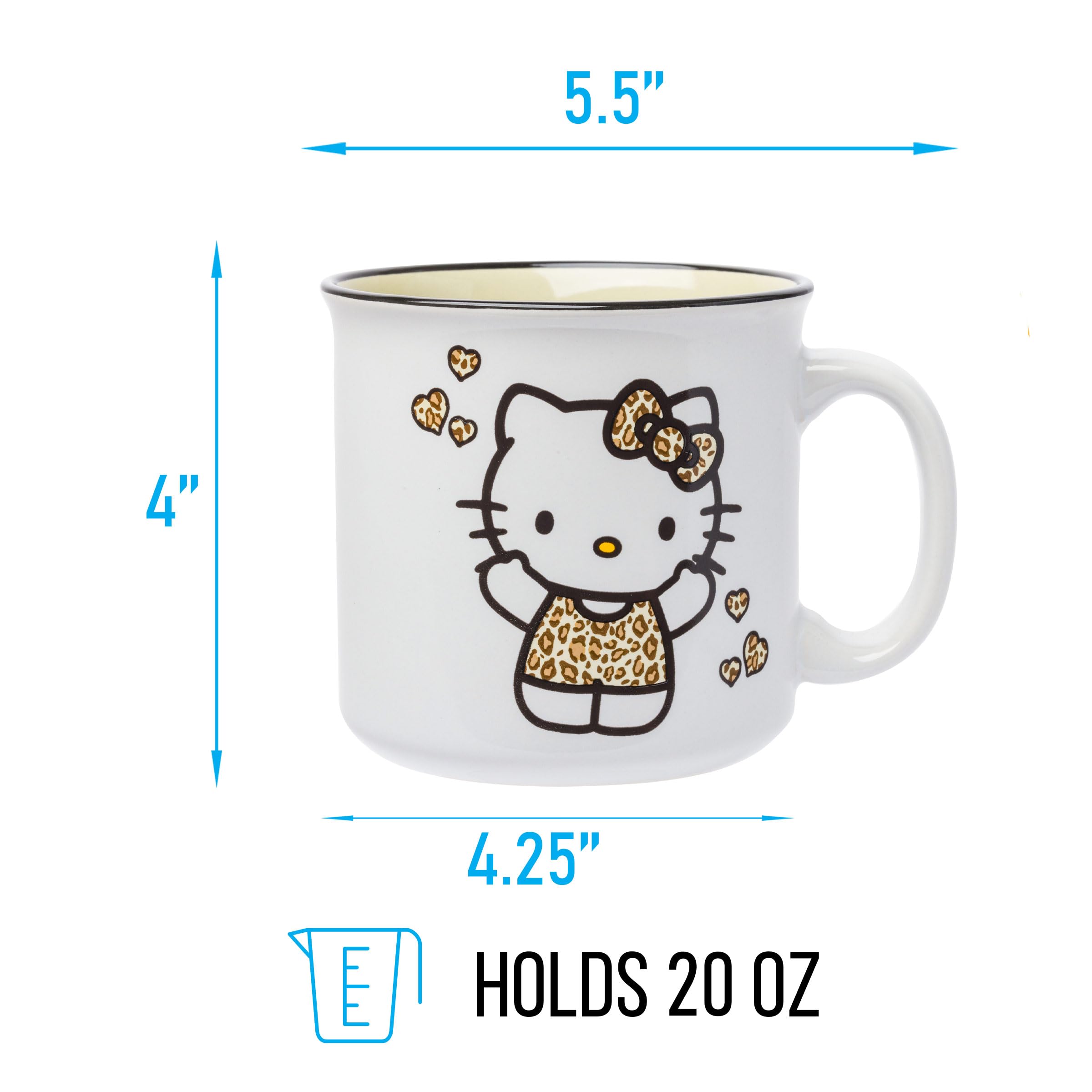 Silver Buffalo Sanrio Hello Kitty Leopard Outfit Keramik Camper Tasse, 590 ml | 0,59 Liter