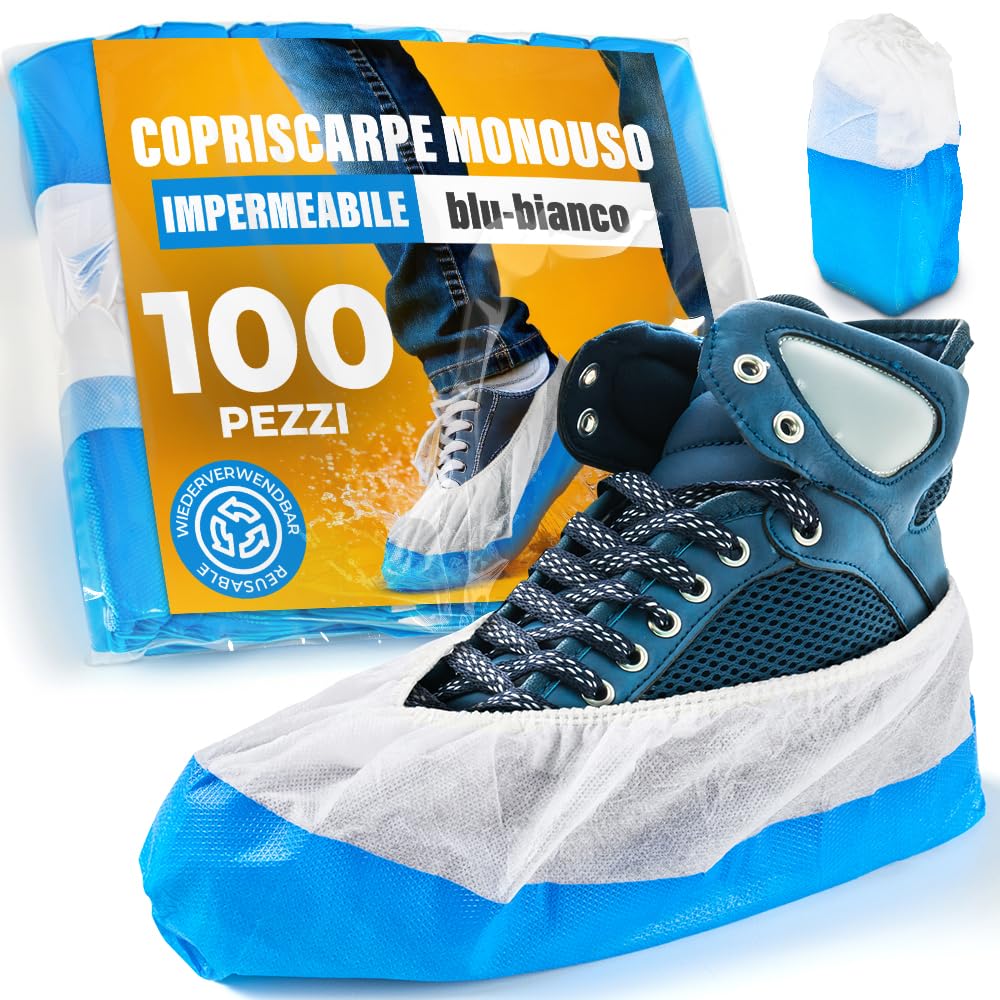 Copriscarpe monouso usa e getta impermeabili antiscivolo extra forti suola rinforzata 100 pezzi