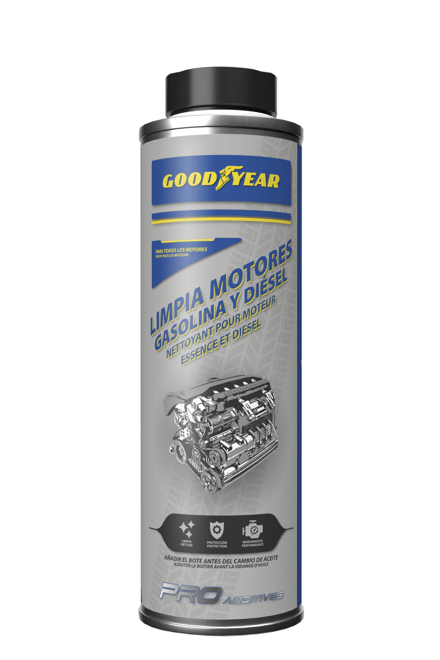 Goodyear Pro Additives Detergenti per motori a benzina e diesel Engine Flush, Additivo per olio motore 300 ml