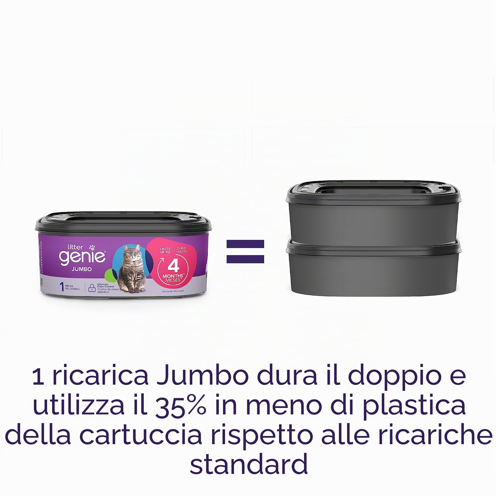 Litter Genie XL+ Secchio | Sistema di smaltimento dei rifiuti della lettiera per Gatti per Il Controllo degli odori | Include 1 Sacchetto di Ricarica Jumbo