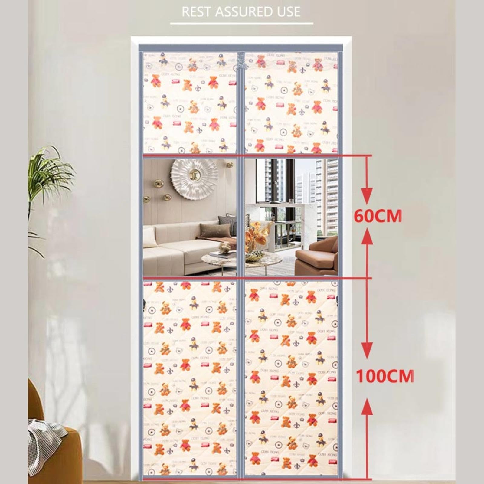 Rideau de porte magnétique à isolation thermique – Imperméable et coupe-vent – Moustiquaire magnétique de fenêtre pour porte-fenêtre