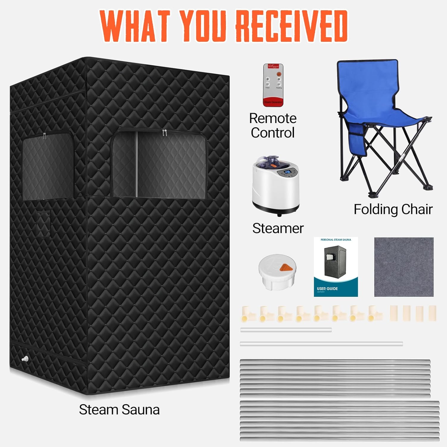 Sauna Box, Upgraded Portable Sauna for Home, Personal Sauna, Extra Large Sauna Box with 1200W 3.0L Steamer, 35”x 35”x 63”, Black