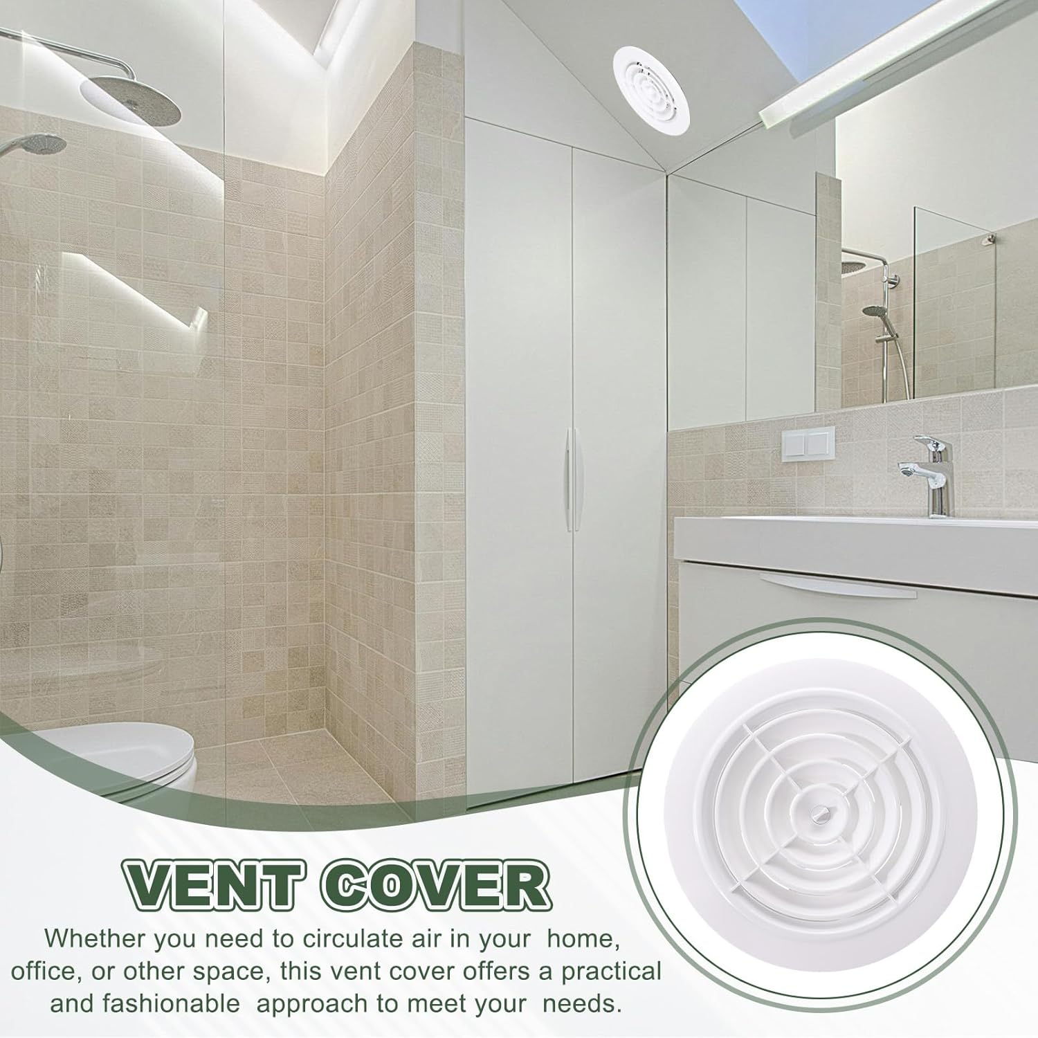 PATIKIL 6 Inch Round Air Vent Cover, 4 Pack ABS Rotatable Louver Soffit Vents Adjustable Ceiling Diffuser Grill Cover for Bathroom Kitchen Home Office Ventilation