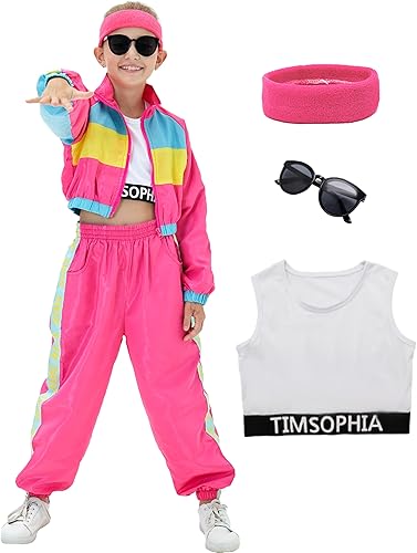 TIMSOPHIA Traje de baile de hip hop para niñas, 5 piezas de disfraces de baile, ropa moderna de rendimiento de equipo de jazz, conjunto de chaqueta